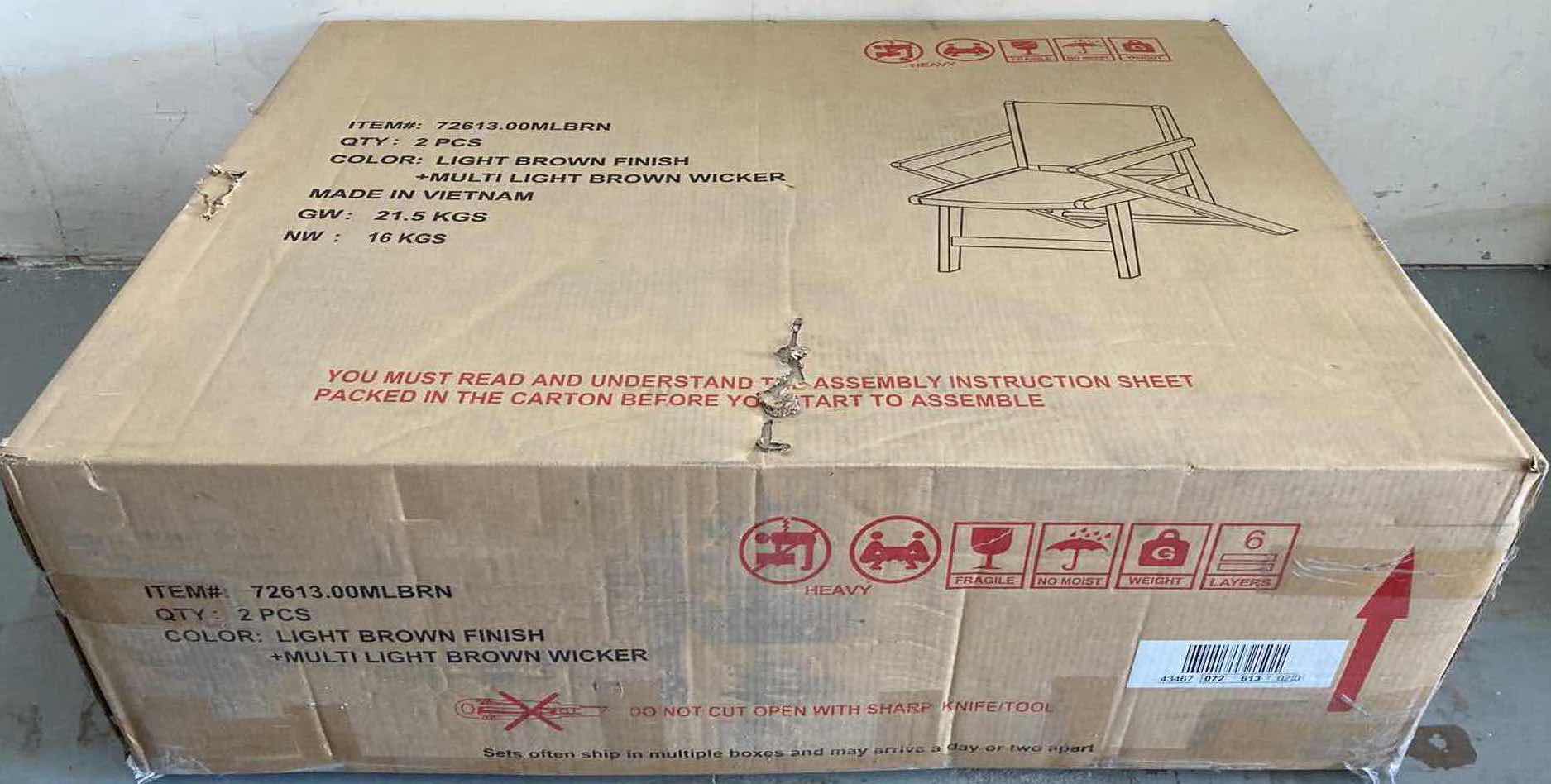 Photo 1 of MULTI TONE LIGHT BROWN WICKER CHAIRS SET OF 2 MODEL 72613.00MLBRN