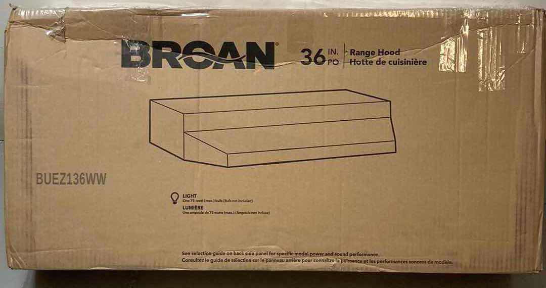 Photo 1 of NEW BROAN 36” WHITE DUCTLESS UNDER CABINET RANGE HOOD MODEL BUEZ136WW