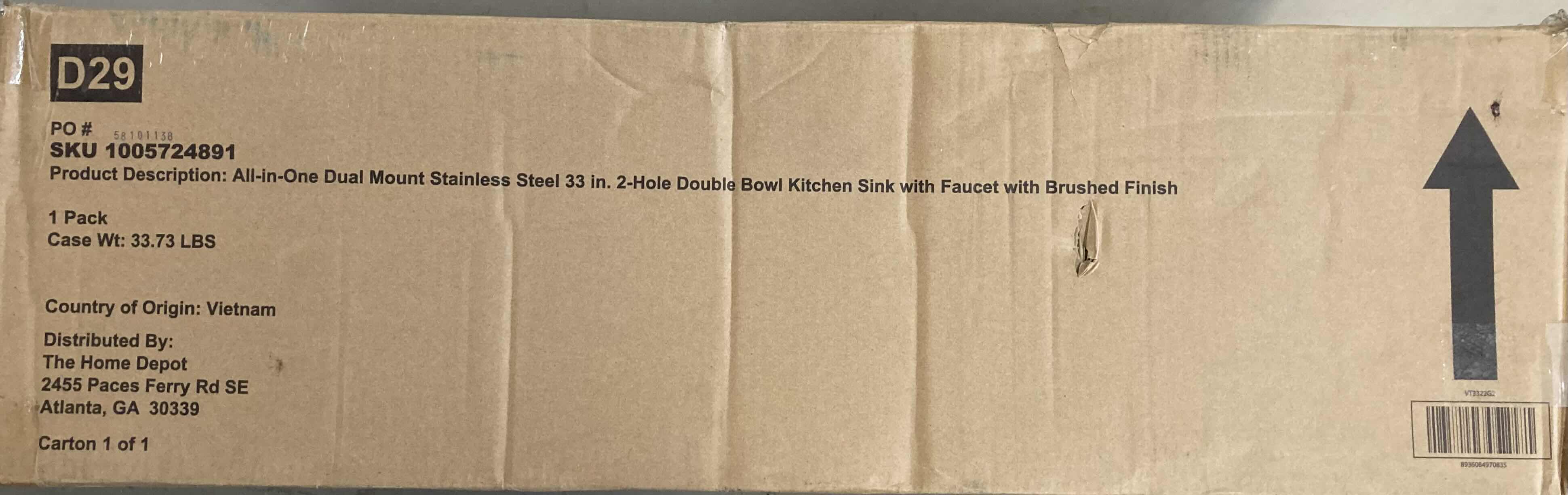 Photo 4 of NEW GLACIER BAY 33" BRUSHED STAINLESS STEEL 2 FAUCET HOLE DUAL MOUNT DOUBLE BOWL KITCHEN SINK ALL IN 1 SET MODEL 1005724891
