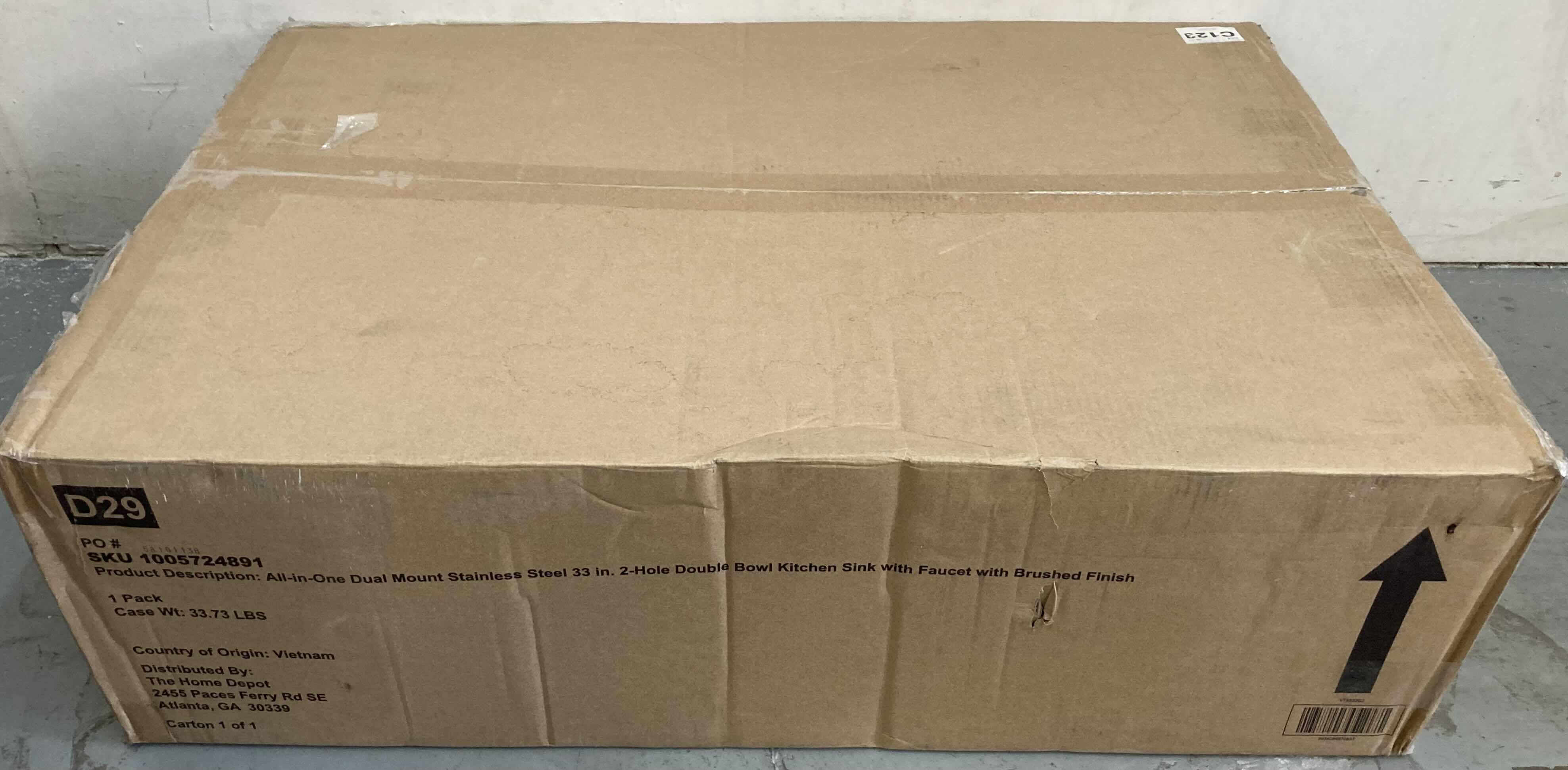 Photo 5 of NEW GLACIER BAY 33" BRUSHED STAINLESS STEEL 2 FAUCET HOLE DUAL MOUNT DOUBLE BOWL KITCHEN SINK ALL IN 1 SET MODEL 1005724891