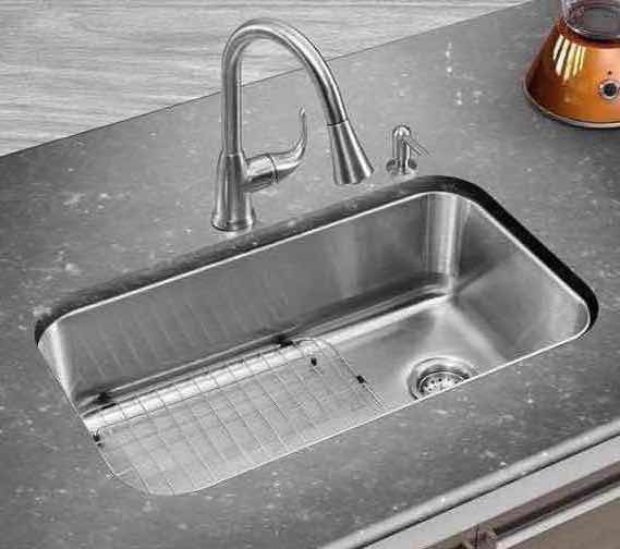 Photo 1 of GLACIER BAY 22” BRUSHED STAINLESS STEEL 18 GAUGE 2 FAUCET HOLE LARGE SINGLE BOWL KITCHEN SINK ALL IN 1 SET MODEL 1001 812 471