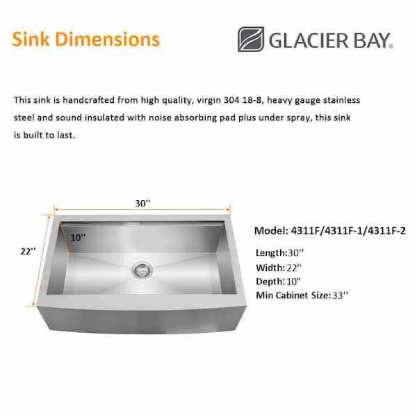 Photo 1 of NEW GLACIER BAY FARMHOUSE 30” STAINLESS STEEL SINGLE BOWL KITCHEN WORKSTATION SINK W ACCESSORIES MODEL 1004099086