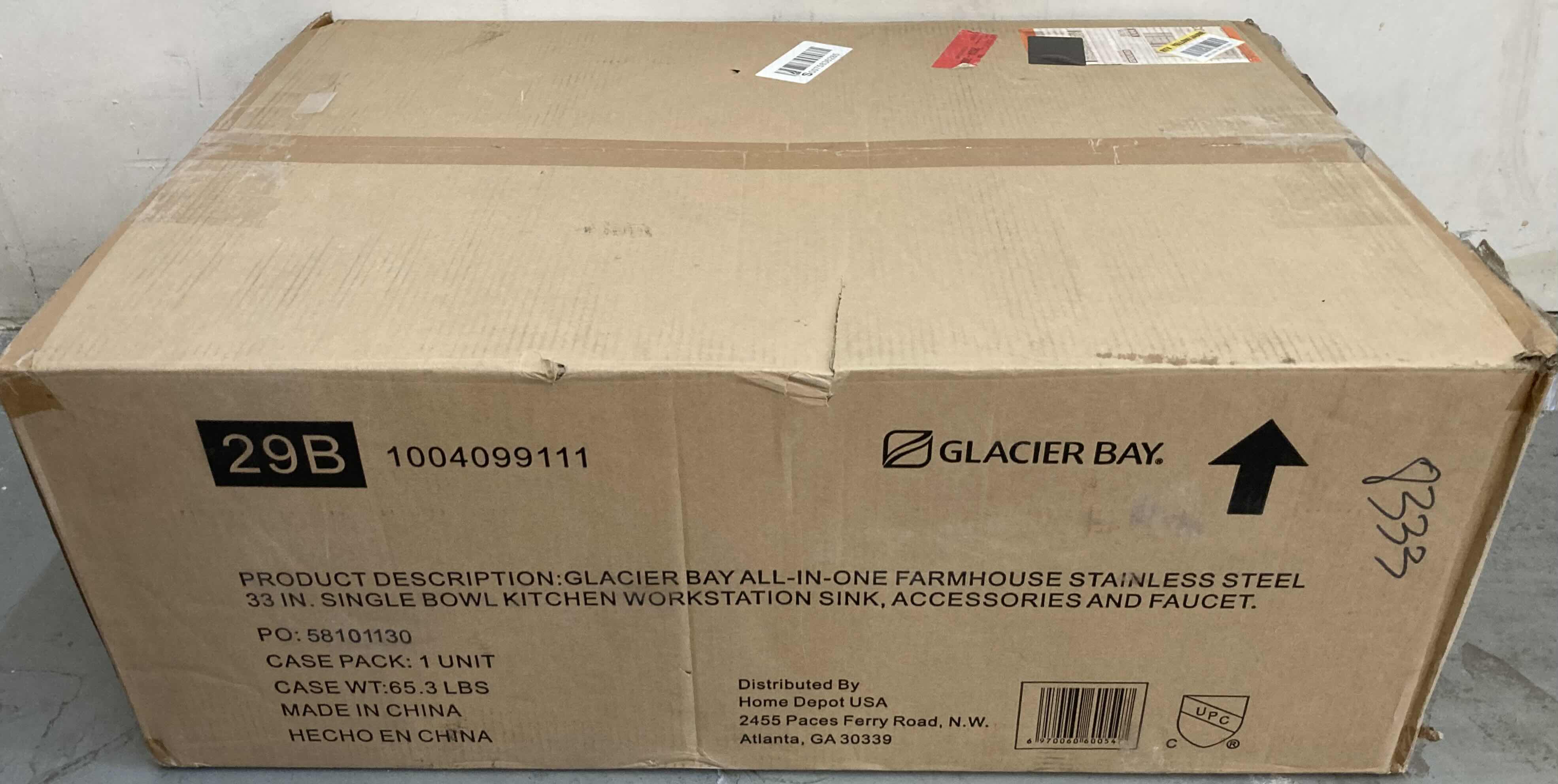 Photo 4 of NEW GLACIER BAY 33" FARMHOUSE STAINLESS STEEL 18 GAUGE SINGLE BOWL KITCHEN WORKSTATION SINK ALL IN 1 SET MODEL 1004099111