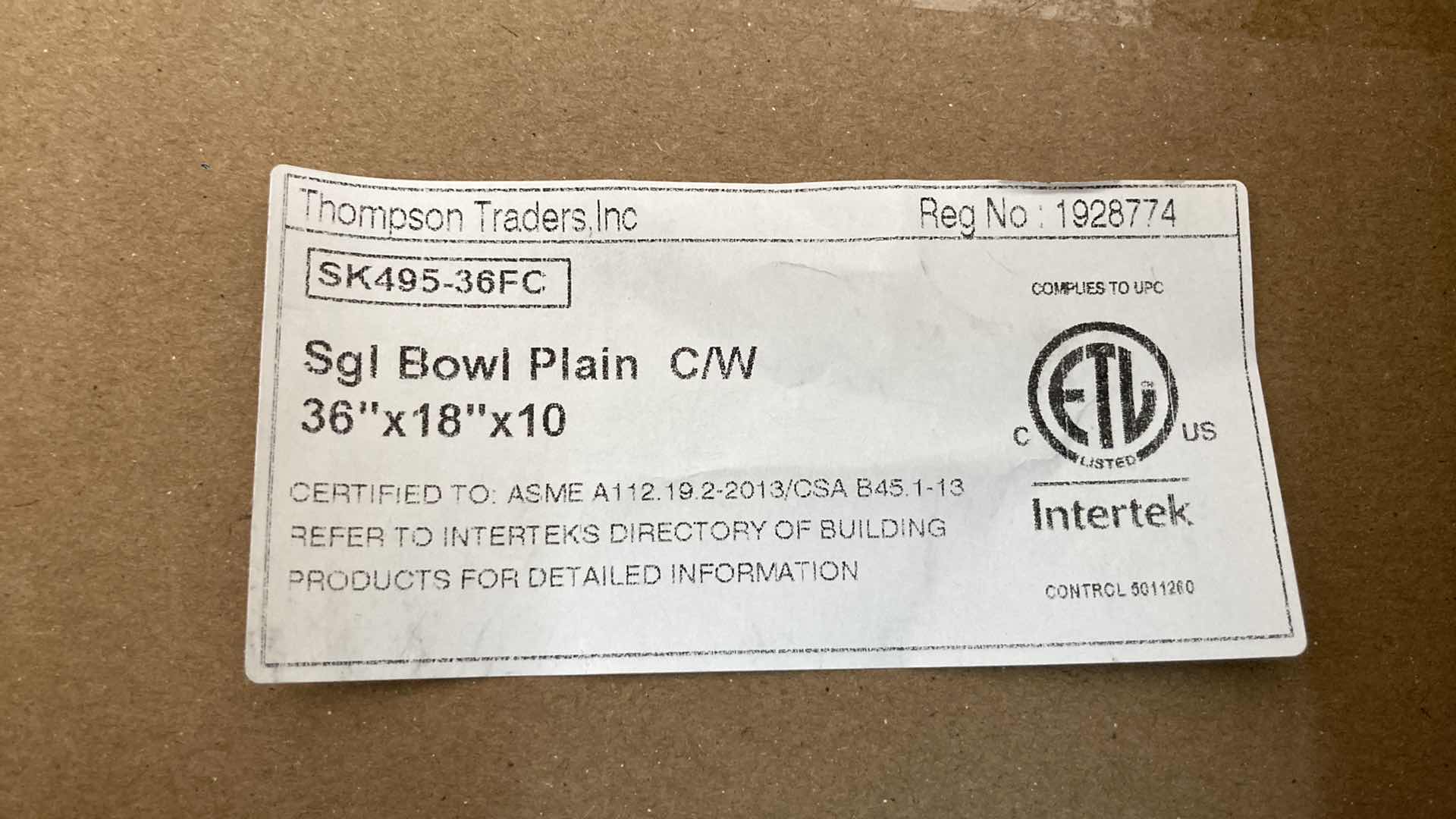 Photo 1 of NEW SINKOLOGY BRADSTREET II 36" WHITE CERAMIC SINGLE BOWL SINK MODEL 1004154580