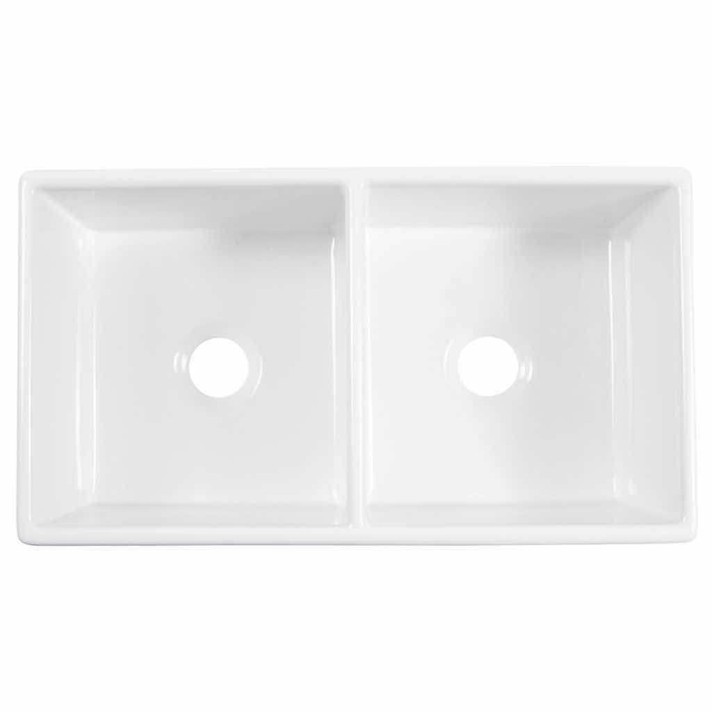 Photo 1 of NEW SINKOLOGY AUSTEN FIRECLAY FARMHOUSE 33" WHITE CERAMIC DOUBLE BOWL KITCHEN SINK MODEL SK496-33FC