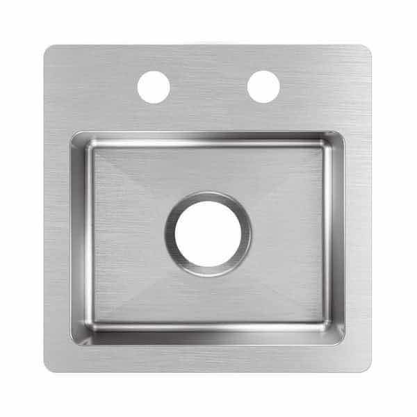 Photo 1 of NEW ELKAY CROSSTOWN 15" STAINLESS STEEL 20 GAUGE 2 FAUCET HOLE SINGLE BOWL BAR SINK MODEL 1002-661-000