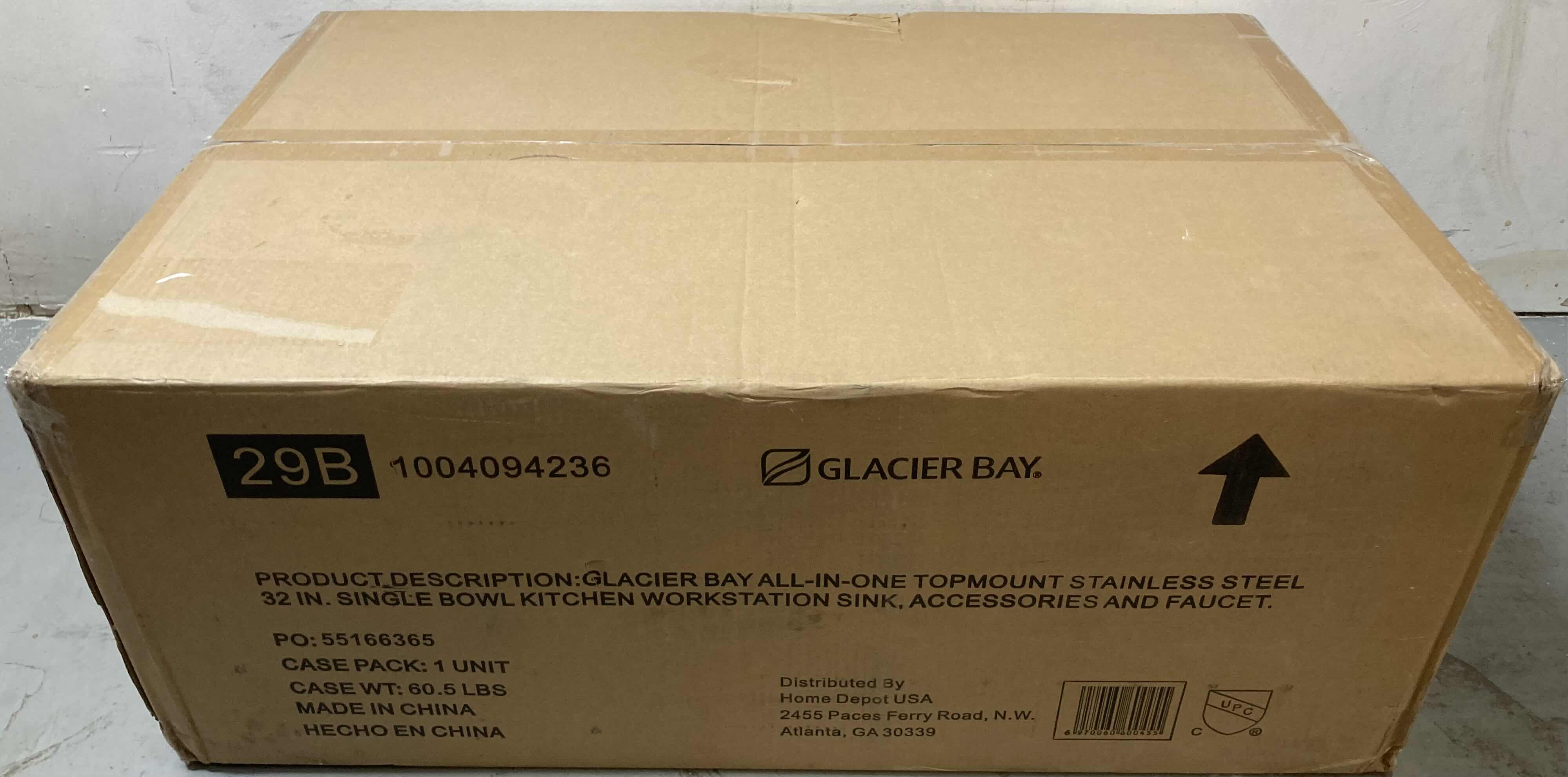 Photo 6 of NEW GLACIER BAY 32" STAINLESS STEEL 18 GAUGE 2 FAUCET HOLE SINGLE BOWL KITCHEN WORKSTATION SINK ALL IN 1 SET MODEL 1004094236