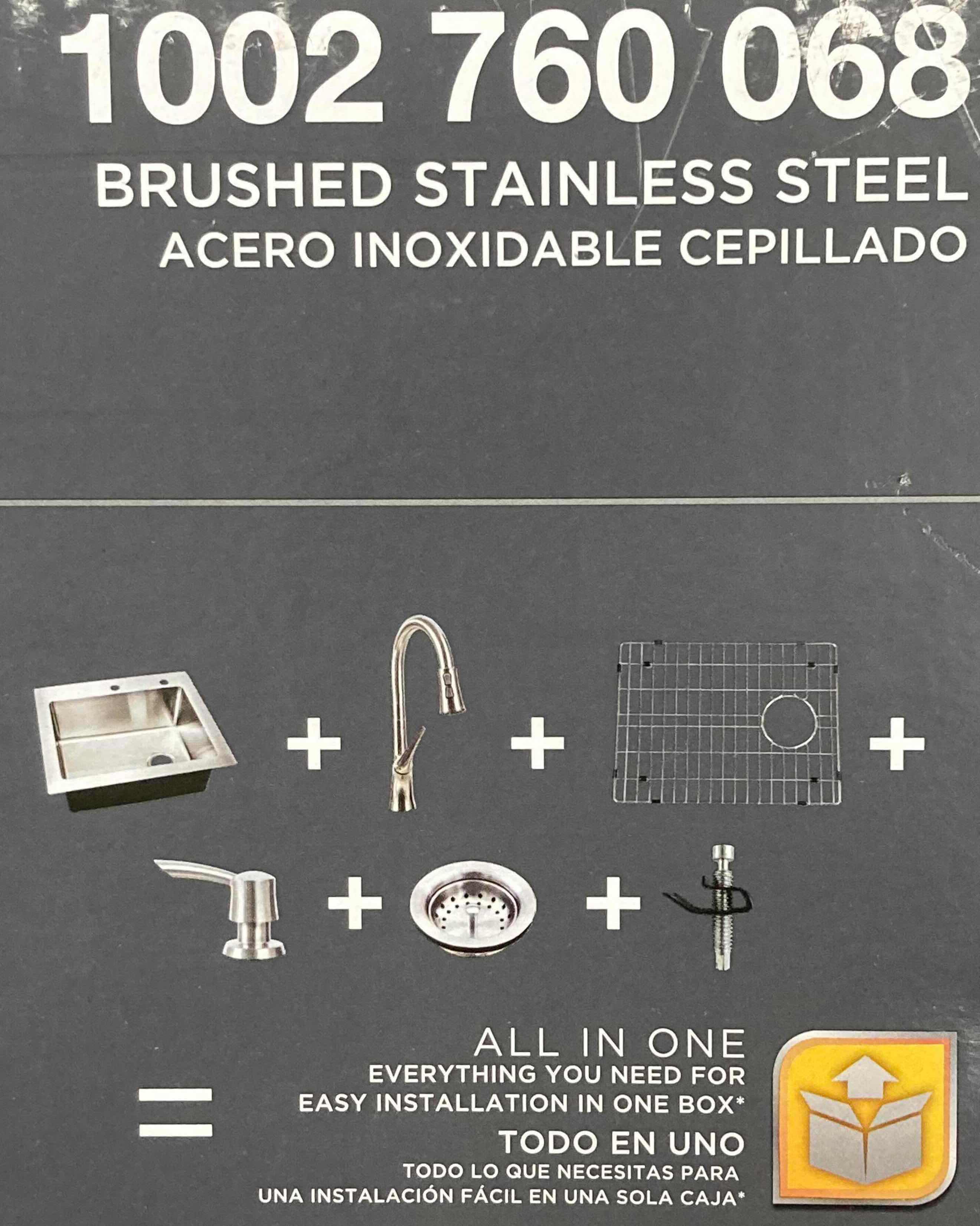 Photo 1 of NEW GLACIER BAY 25" BRUSED STAINLESS STEEL 18 GAUGE SINGLE BOWL KITCHEN SINK ALL IN 1 SET MODEL 1002 760 068