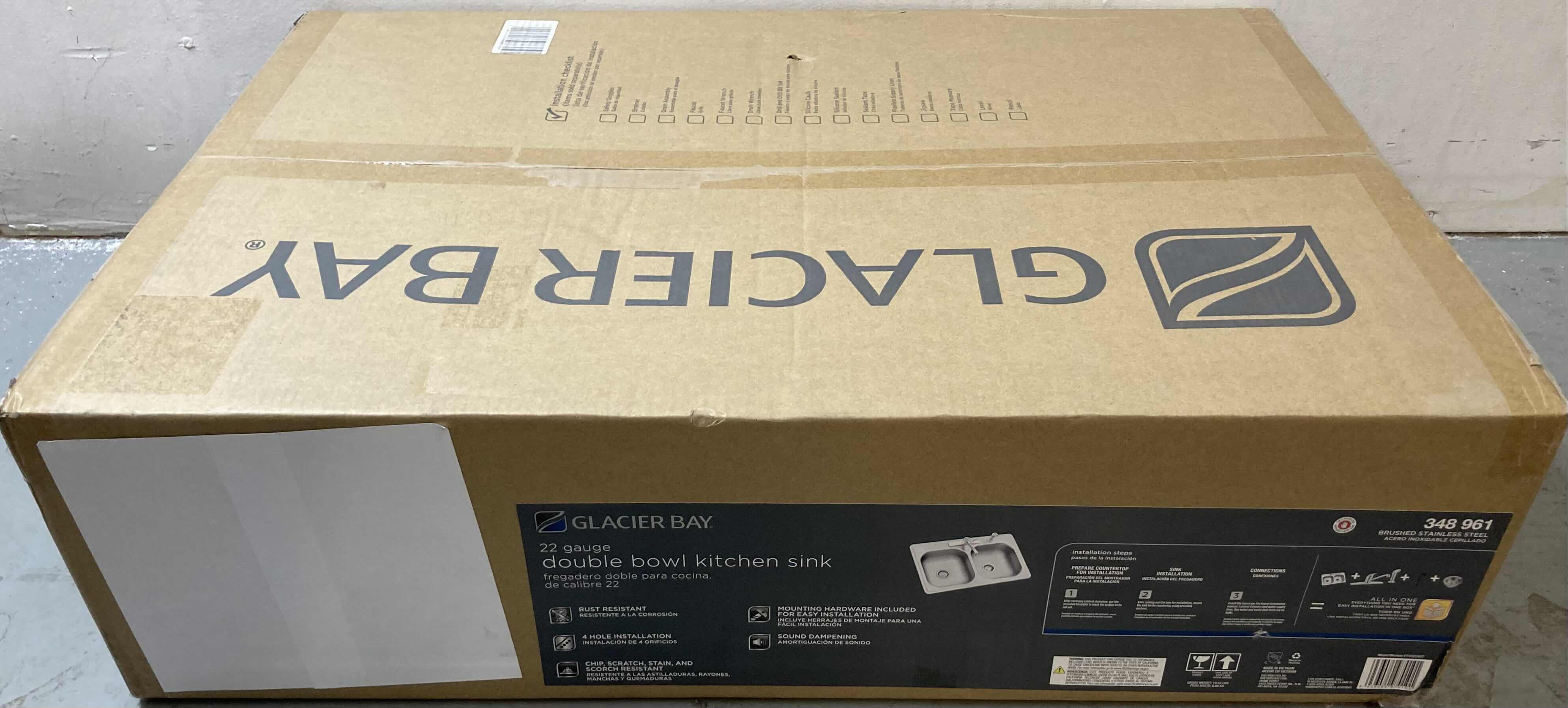 Photo 1 of NEW GLACIER BAY 33" BRUSHED STAINLESS STEEL 22 GAUGE DROP IN DOUBLE BOWL KITCHEN SINK ALL IN 1 SET MODEL 348 961