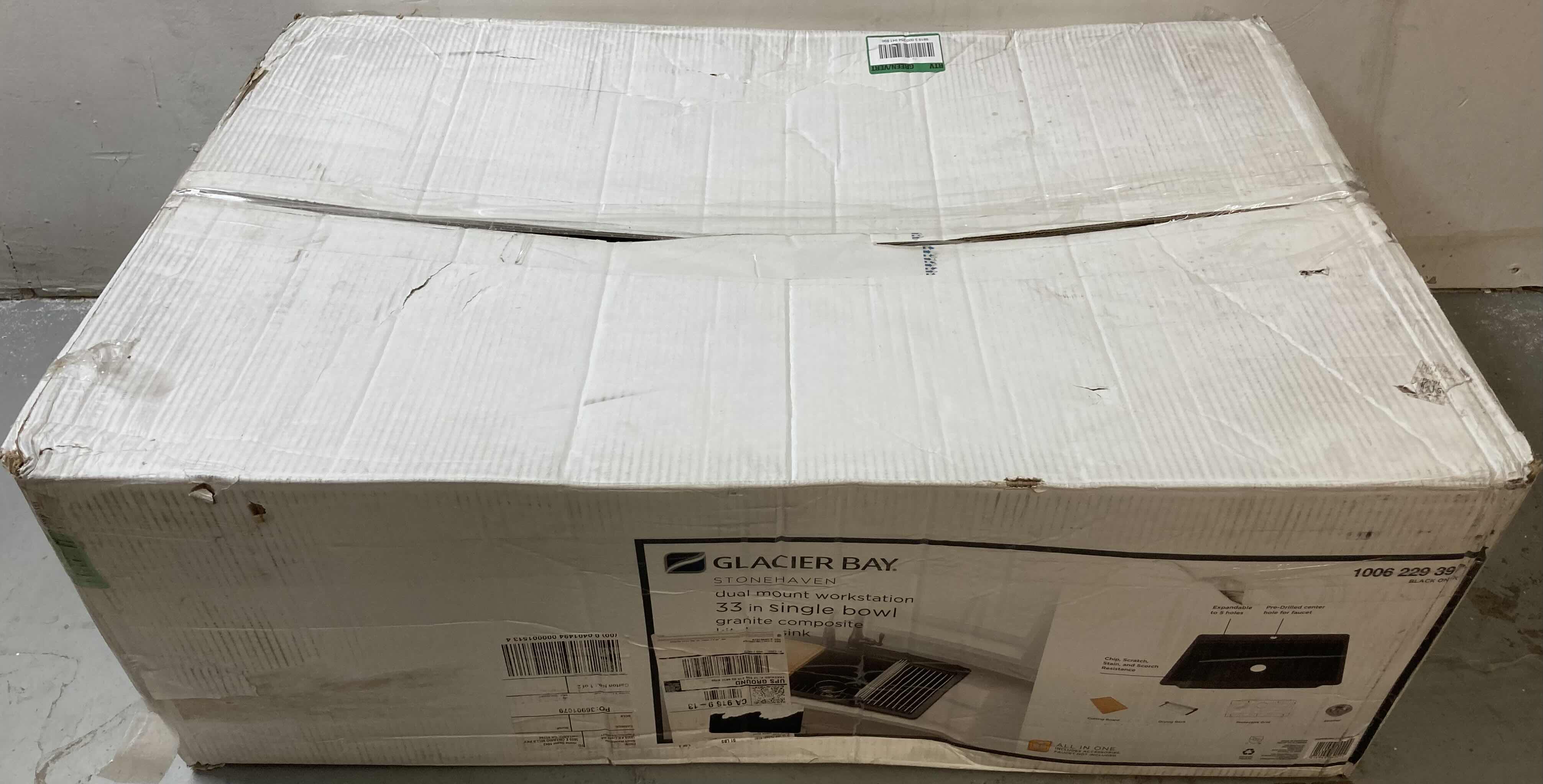 Photo 1 of NEW GLACIER BAY STONEHAVEN 33" BLACK ONYX DUAL MOUNT SINGLE BOWL GRANITE COMPOSITE KITCHEN WORKSTATION SINK W ACCESSORIES MODEL 1006 229 397