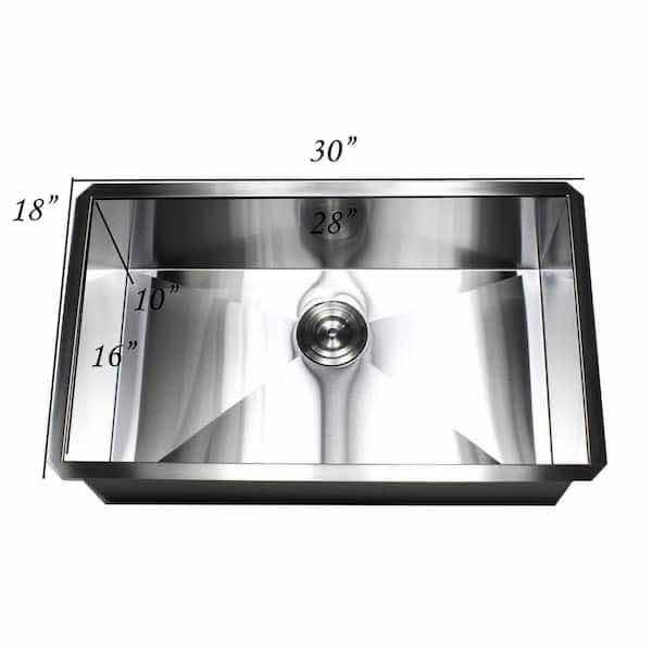 Photo 1 of NEW KINGSMAN HARDWARE 30" STAINLESS STEEL 16 GAUGE UNDERMOUNT DEEP SINGLE BOWL KITCHEN SINK COMBO MODEL ARL-F3018-AP