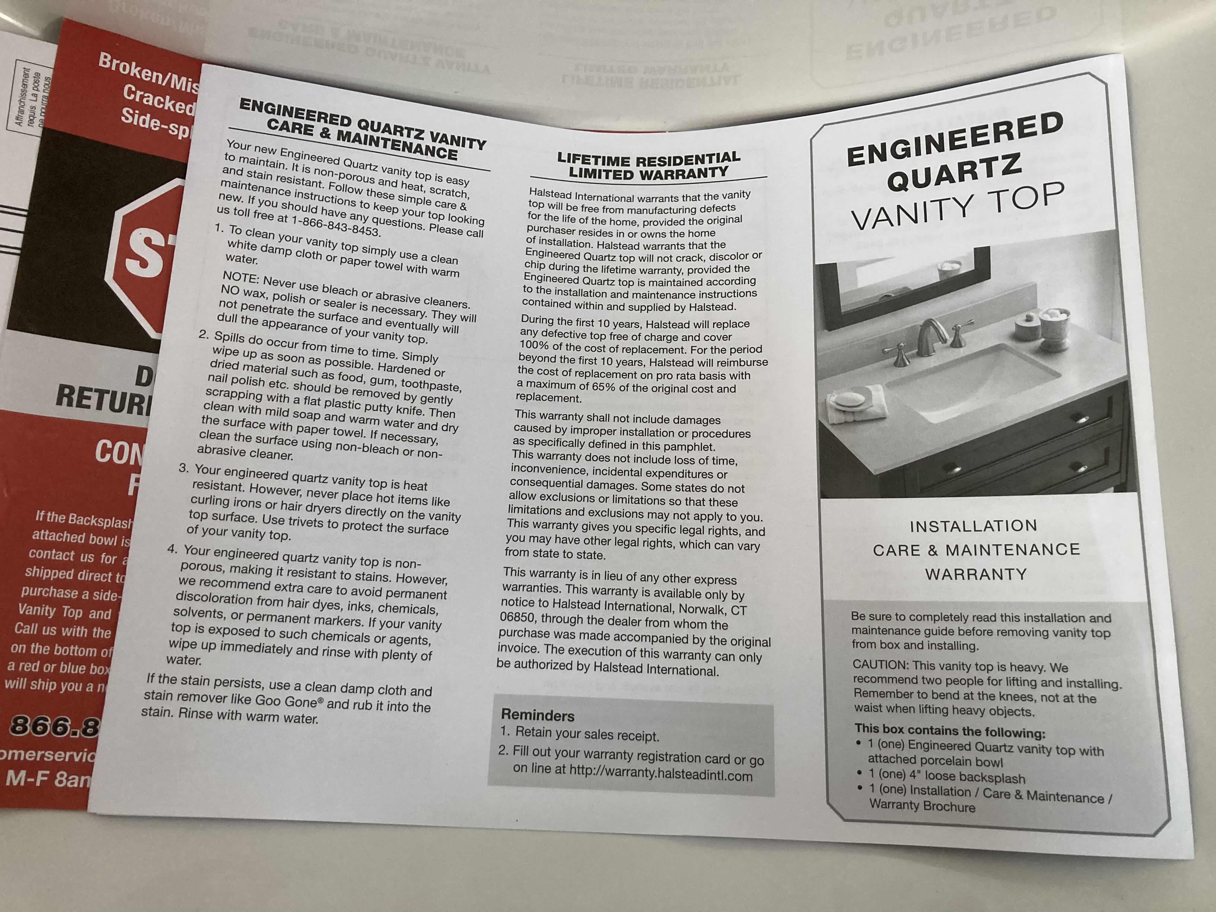 Photo 4 of HALSTEAD INTERNATIONAL 25" TEMPEST GREY ENGINEERED QUARTZ VANITY TOP 3 FAUCET HOLE SINGLE WHITE TROUGH BOWL SINK W BACKSPLASH