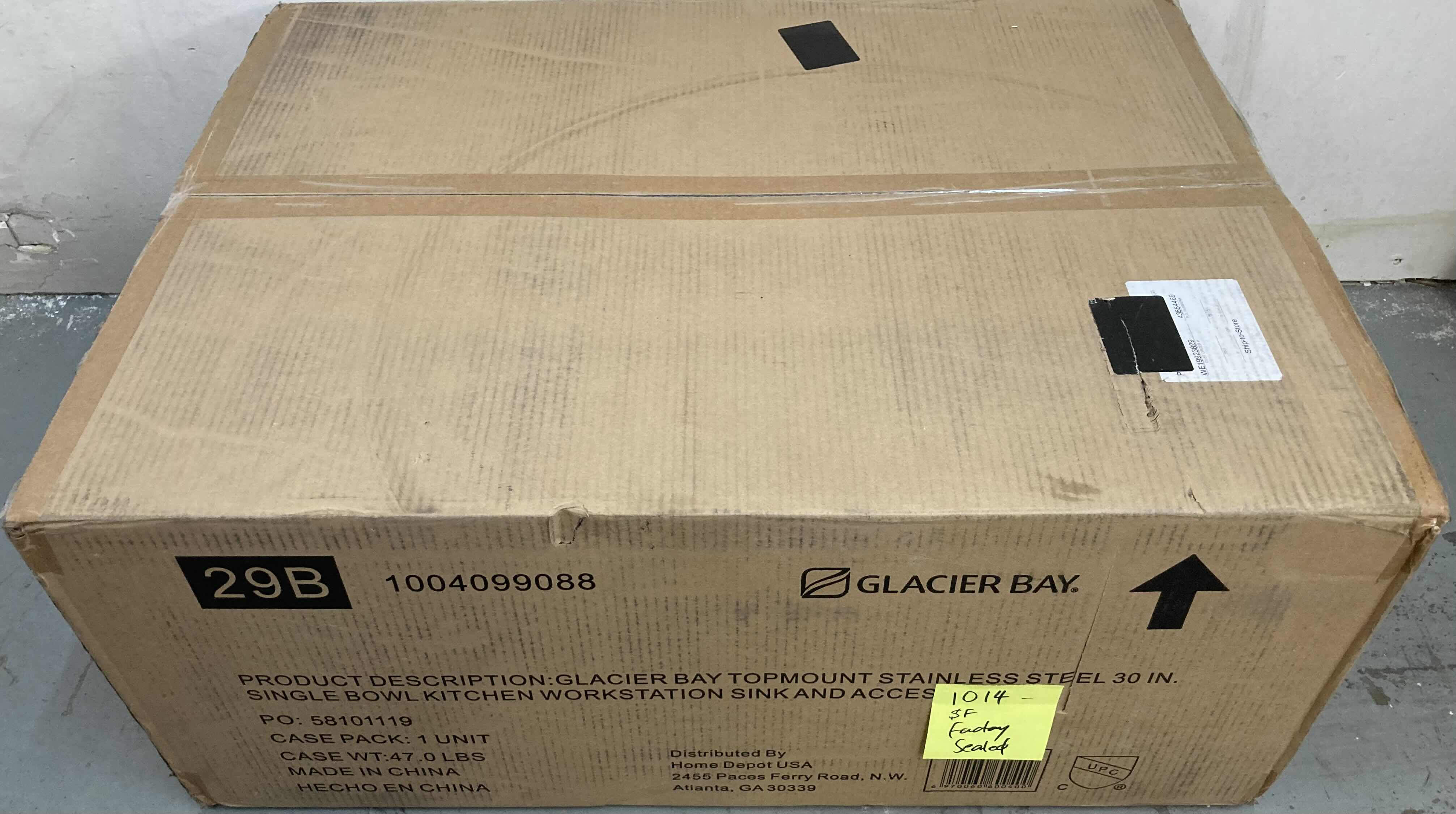 Photo 1 of NEW GLACIER BAY 30" STAINLESS STEEL 18 GAUGE TOP MOUNT SINGLE BOWL KITCHEN WORKSTATION SINK W ACCESSORIES MODEL 1004099088