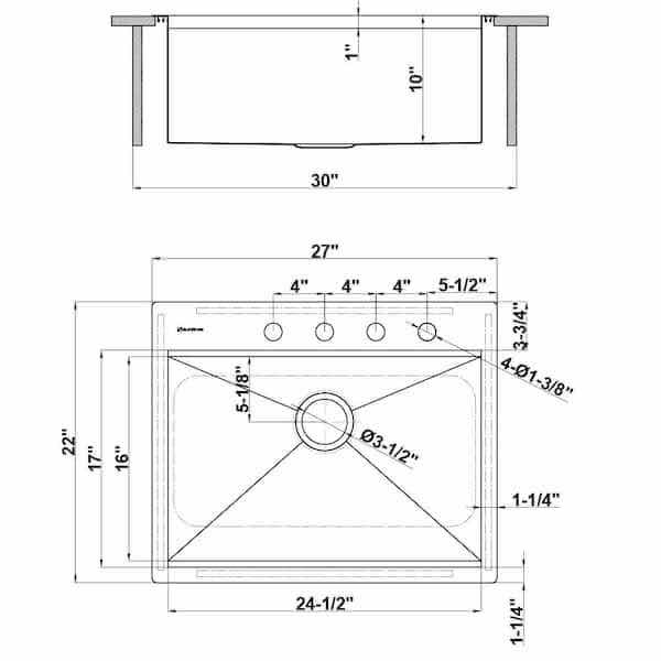 Photo 3 of NEW GLACIER BAY 27" STAINLESS STEEL 18 GAUGE TOP MOUNT SINGLE BOWL KITCHEN WORKSTATION SINK W ACCESSORIES MODEL 1004094015