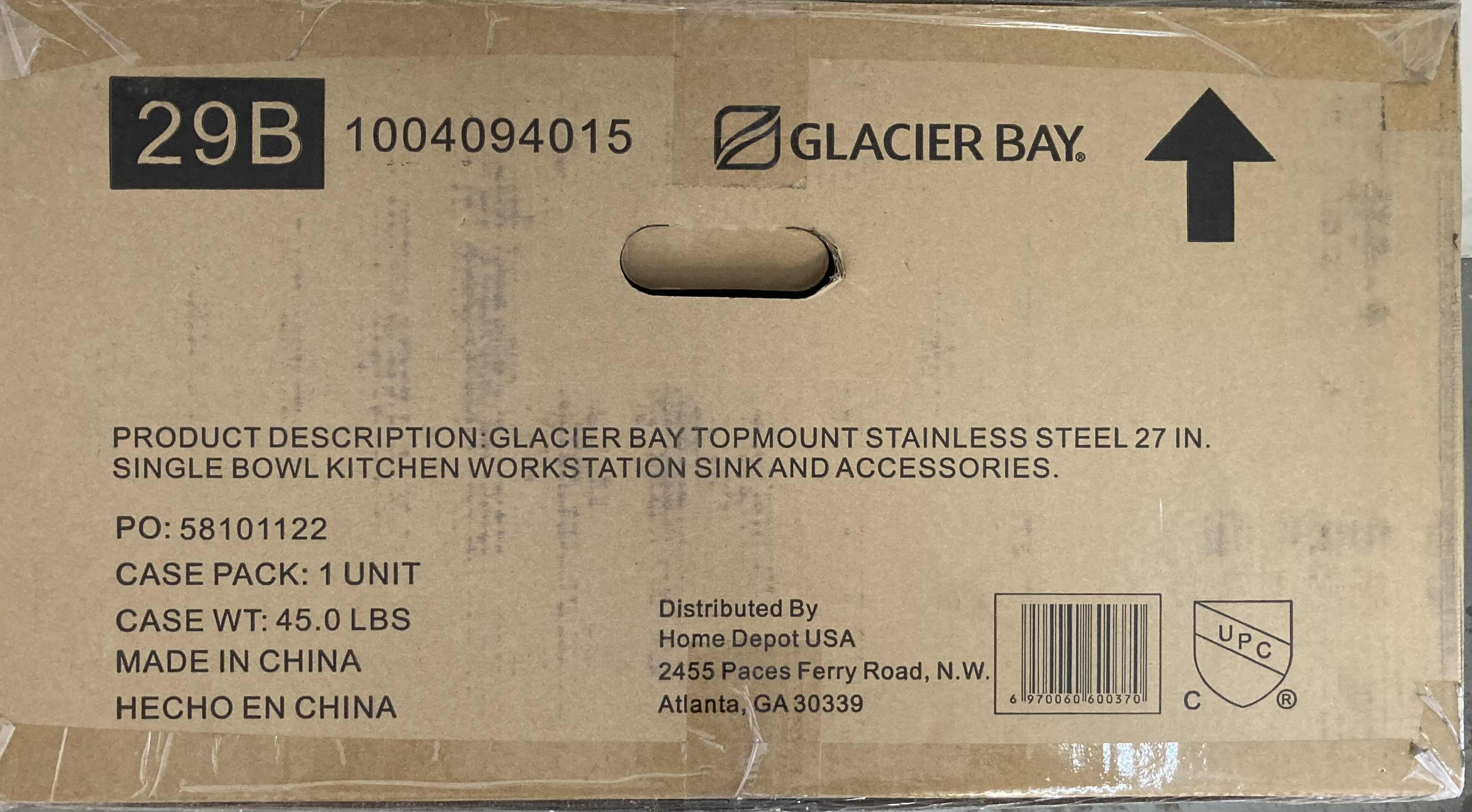 Photo 1 of NEW GLACIER BAY 27" STAINLESS STEEL 18 GAUGE TOP MOUNT SINGLE BOWL KITCHEN WORKSTATION SINK W ACCESSORIES MODEL 1004094015