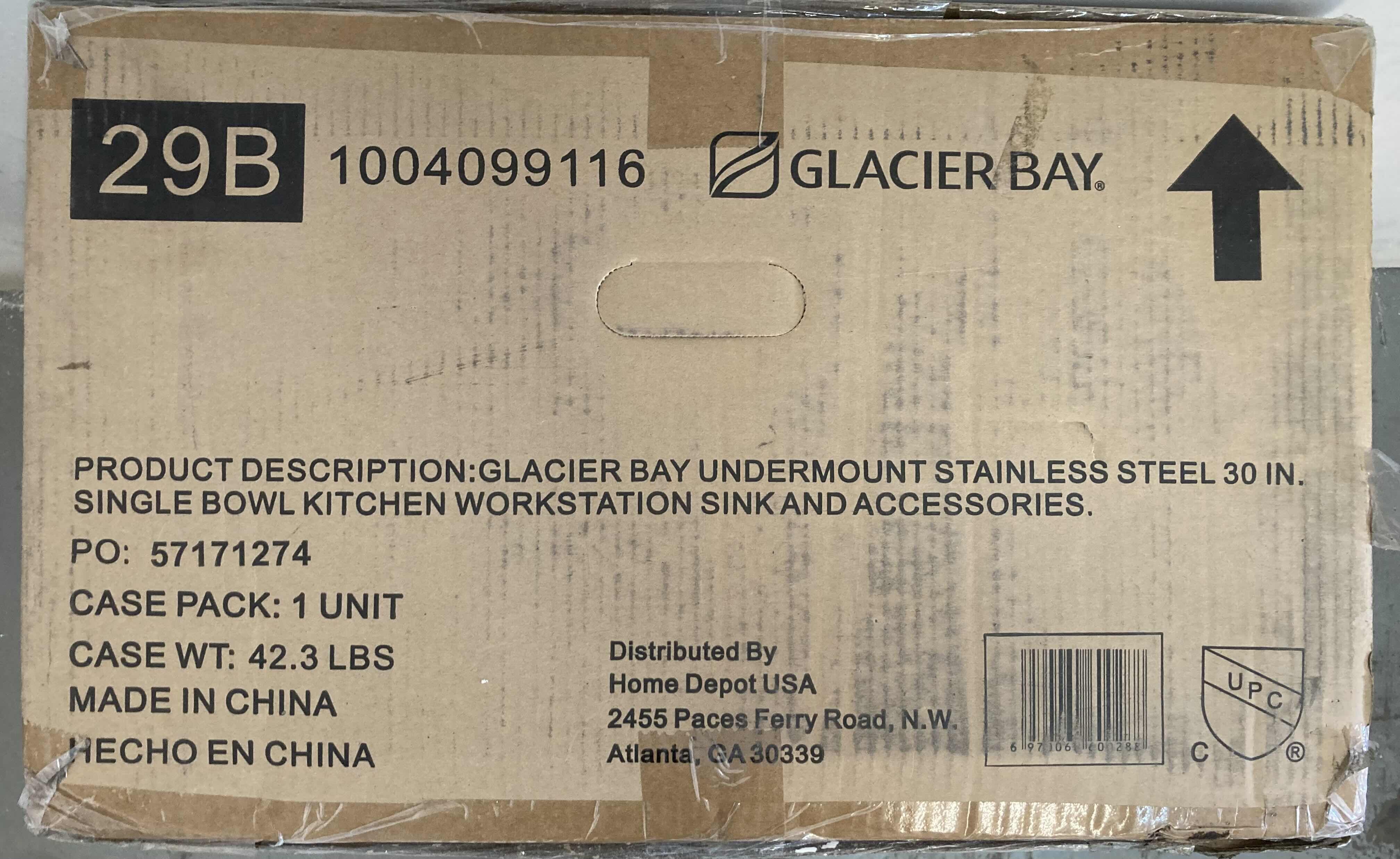 Photo 1 of NEW GLACIER BAY 30" STAINLESS STEEL 18 GAUGE UNDERMOUNT SINGLE BOWL KITCHEN WORKSTATION SINK W ACCESSORIES MODEL 1004099116