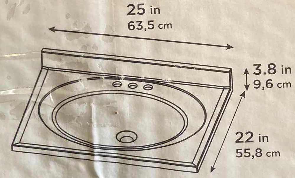 Photo 1 of NEW GLACIER BAY 25" WHITE CULTURED MARBLE CENTERED BOWL BASIN VANITY TOP SINK MODEL 143 533