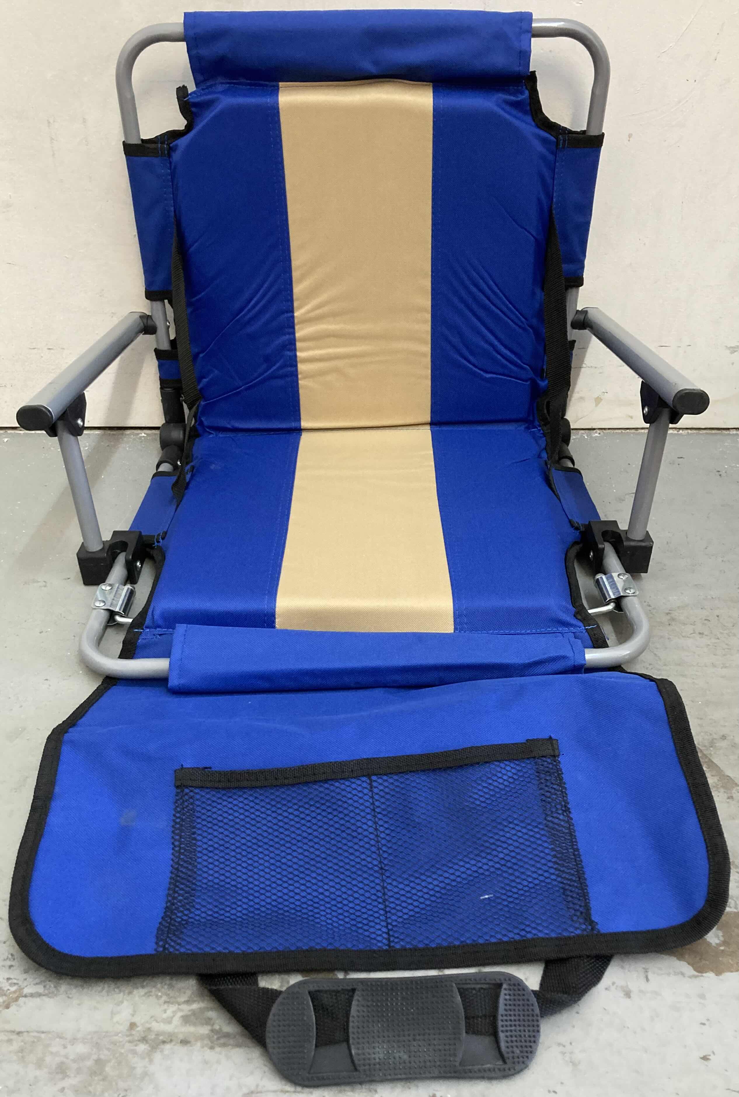 Photo 1 of NEW STANPORT BLUE/TAN STADIUM CHAIR 21" X 17.5" H17.5"