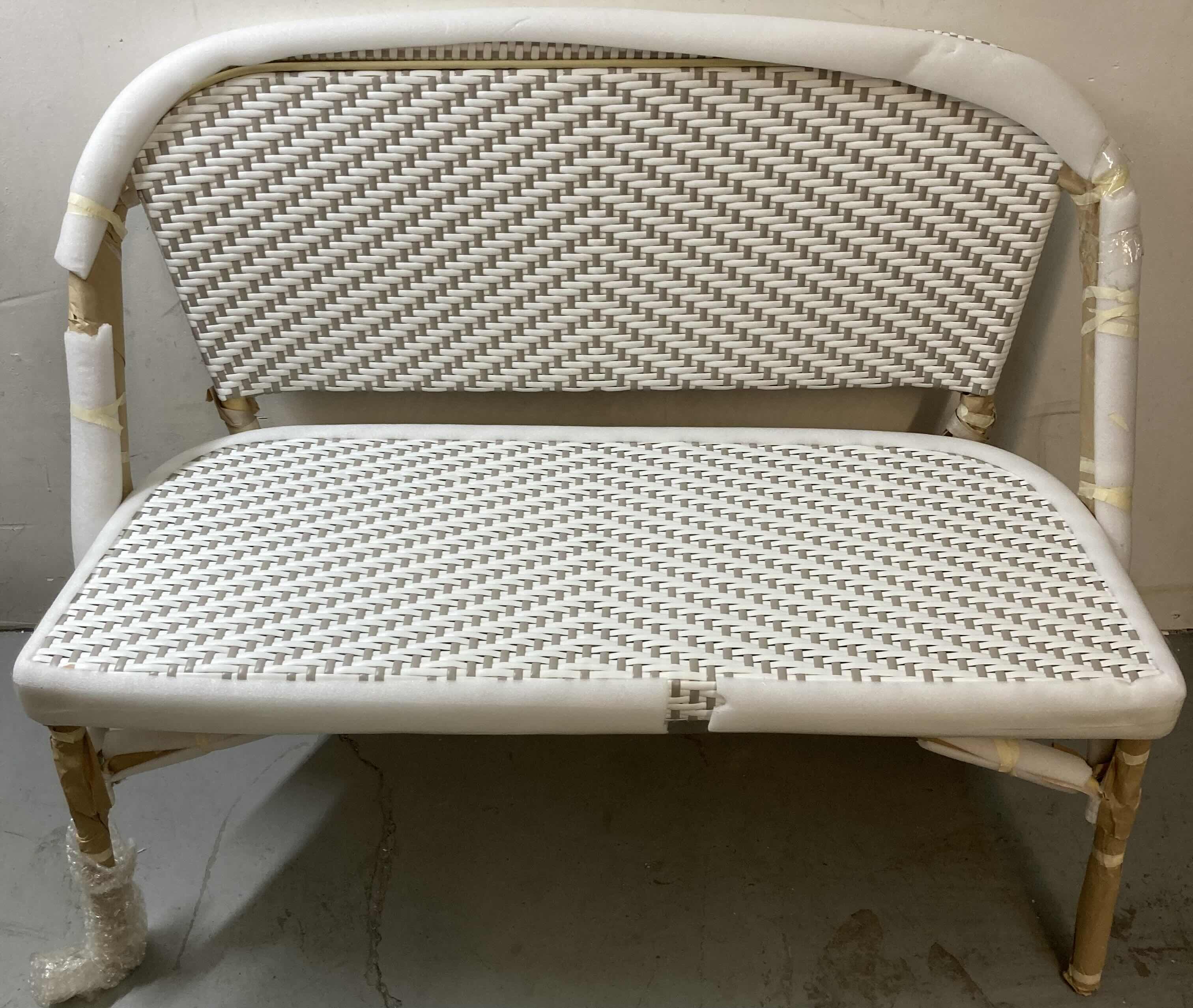 Photo 1 of NEW MIBASICS ALERTIS GREY/WHITE PATIO WICKER BENCH 44.13” X 23.63” H34.25”