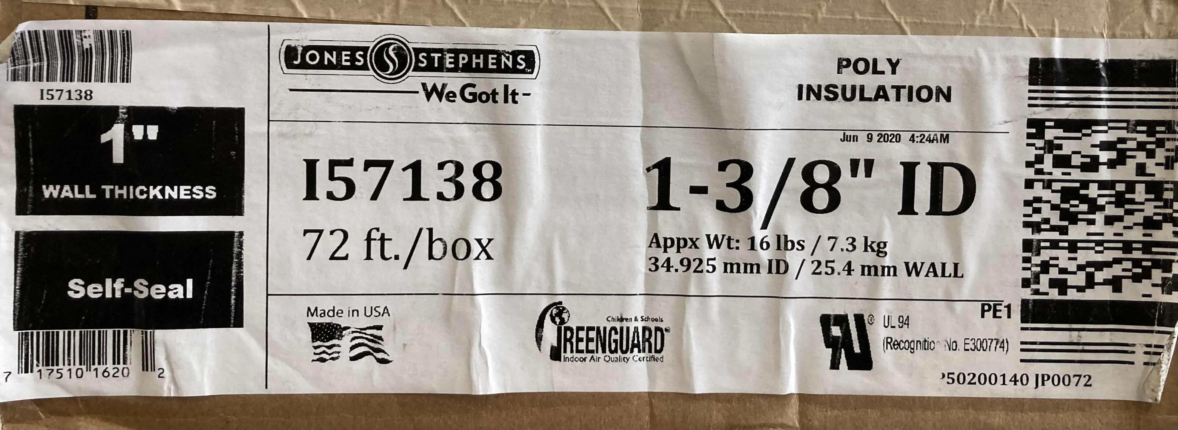 Photo 3 of NEW JONES STEPHENS 1” WALL THICKNESS POLY INSULATION 3” X 70” 1-3/8 ID SET OF 8