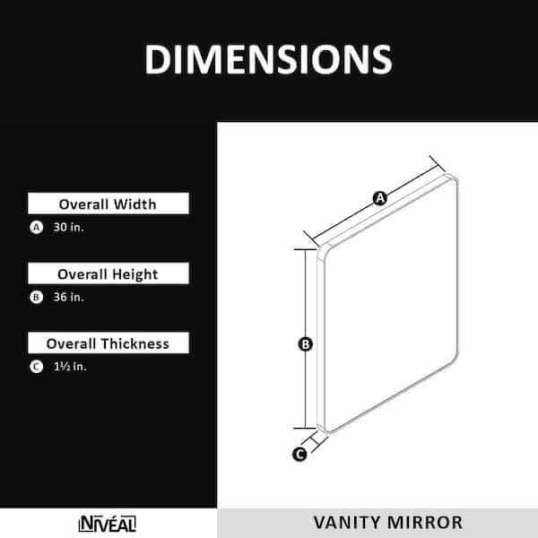 Photo 1 of NEW NIVEAL BLACK SEAMLESS FRAMED BATHROOM VANITY MIRROR MODEL SSM-303630MB 30” X 36”