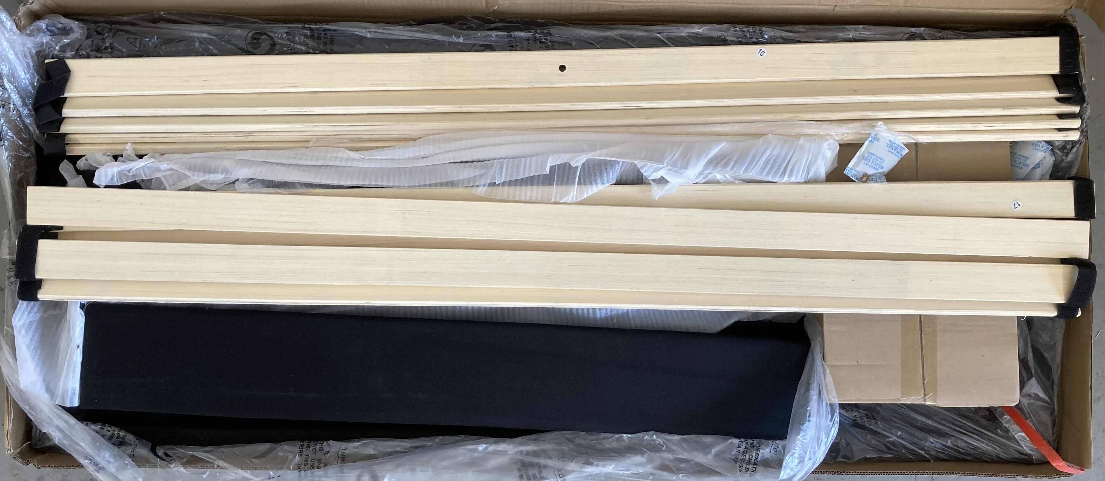 Photo 2 of FULL SIZE BED FRAME W BLACK POLYESTER PANELED HEADBOARD