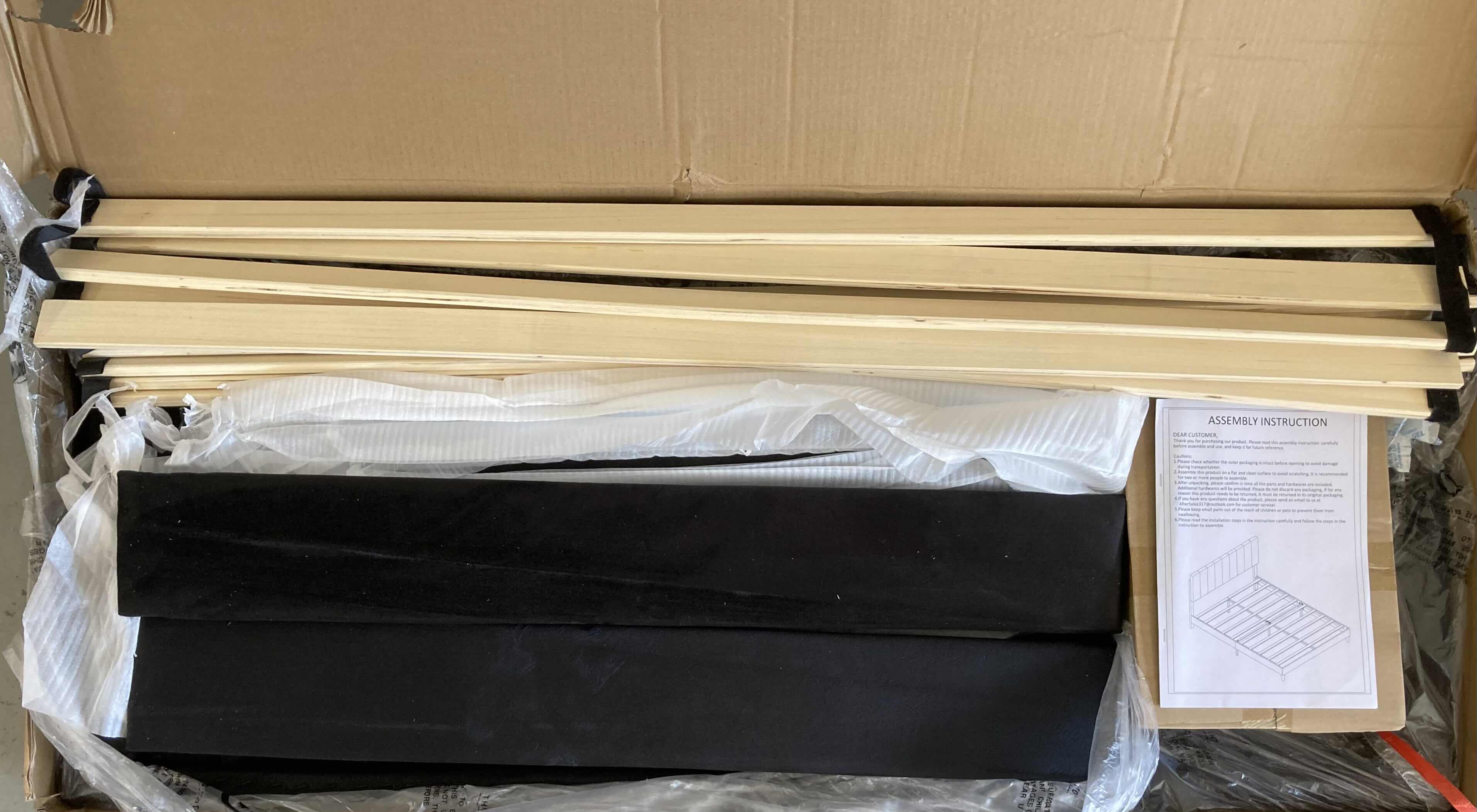 Photo 1 of FULL SIZE BED FRAME W BLACK POLYESTER PANELED HEADBOARD