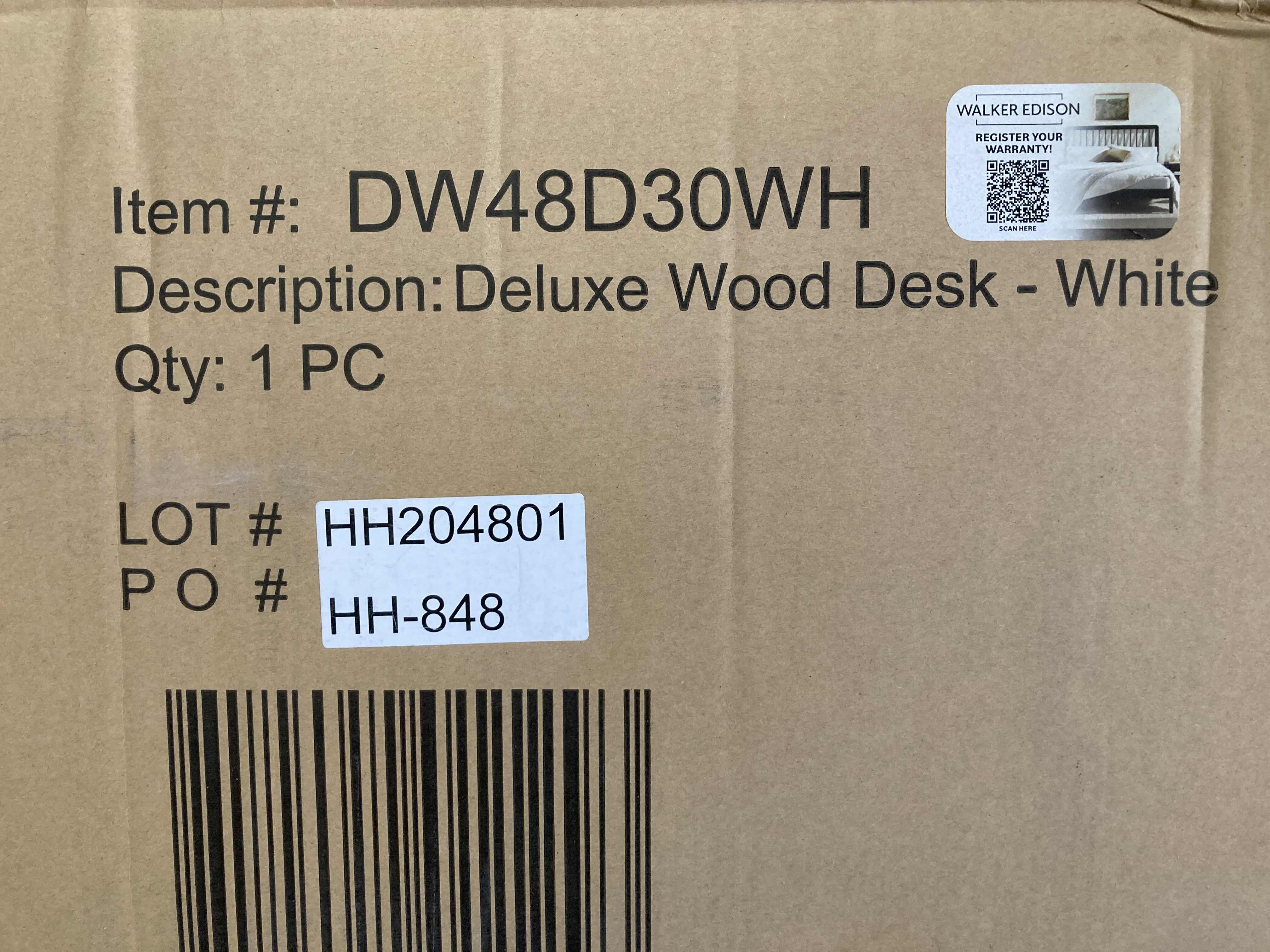 Photo 1 of NEW WALKER EDISON FURNITURE WHITE 3 DRAWER COMPUTER DESK MODEL DW48D30WI