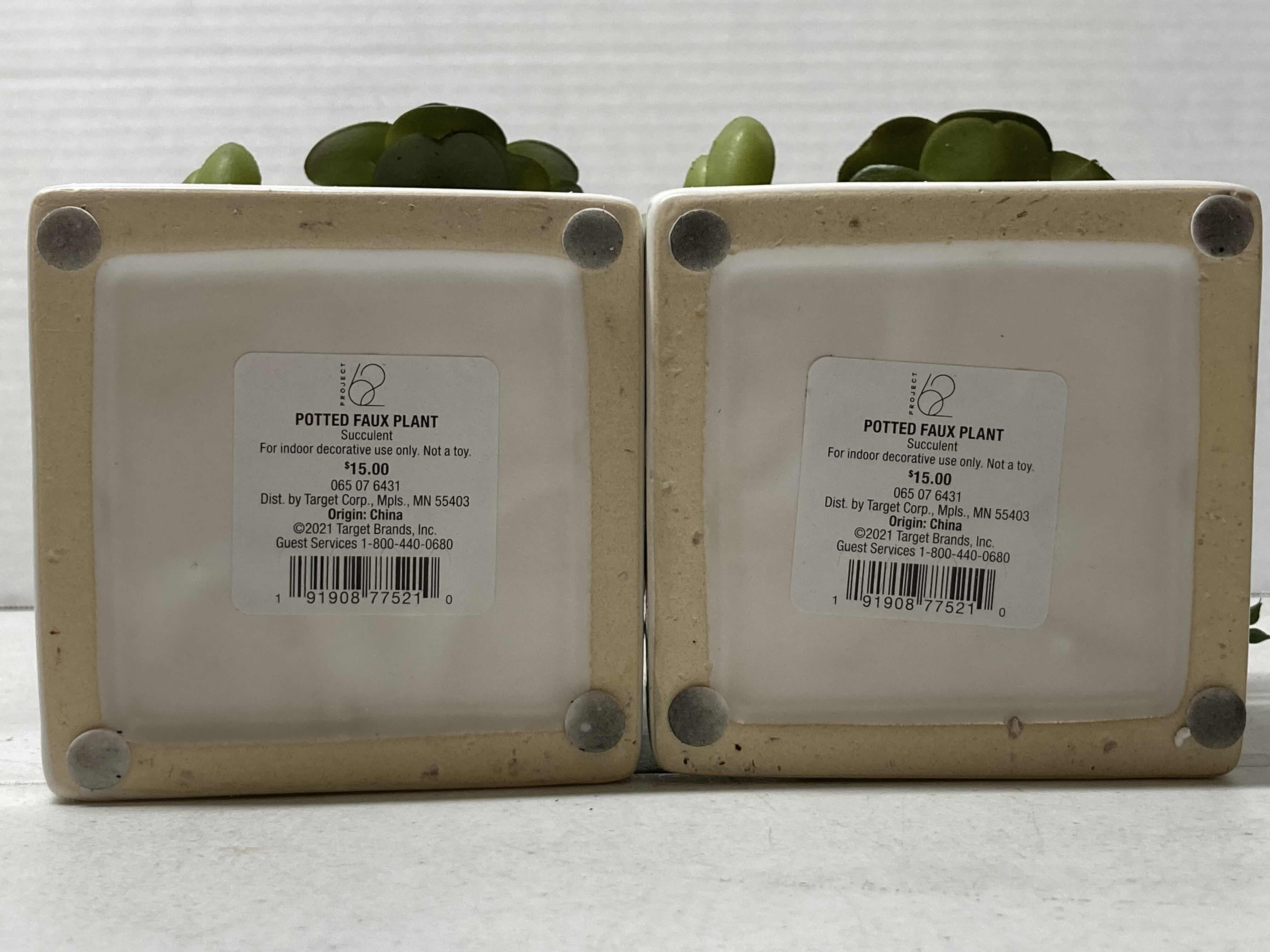 Photo 1 of NEW TARGET BRAND SUCCULENT PLANT W SQUARE CERAMIC POT (SET OF 2) 4” X 7.5”