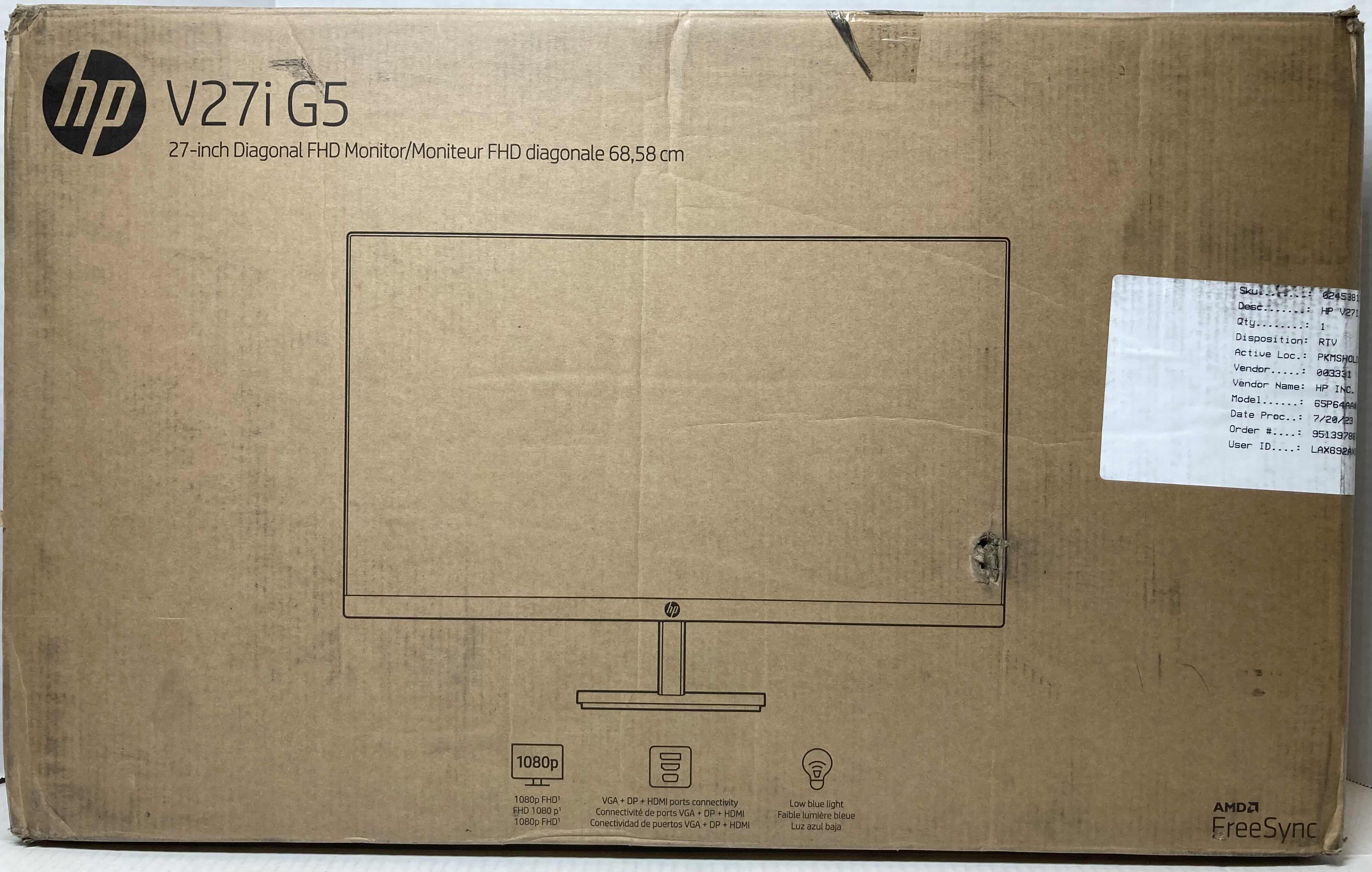 Photo 1 of NEW HP 27” V27IG5 SERIES FHD MONITOR MODEL 65P64AA