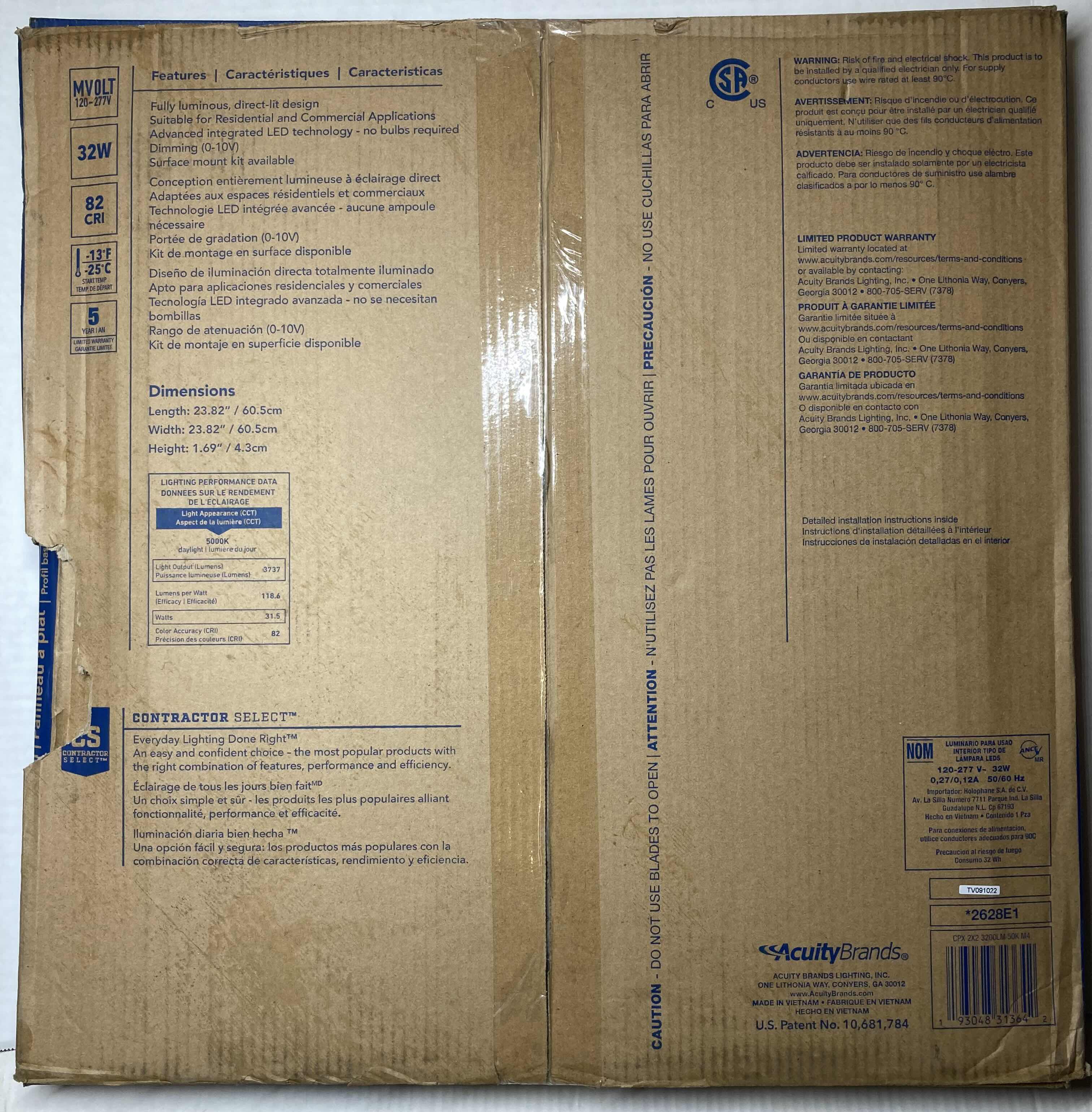 Photo 1 of NEW LITHONIA LIGHTING CPX LOW PROFILE LED FLAT PANEL LIGHT 24” X 24”