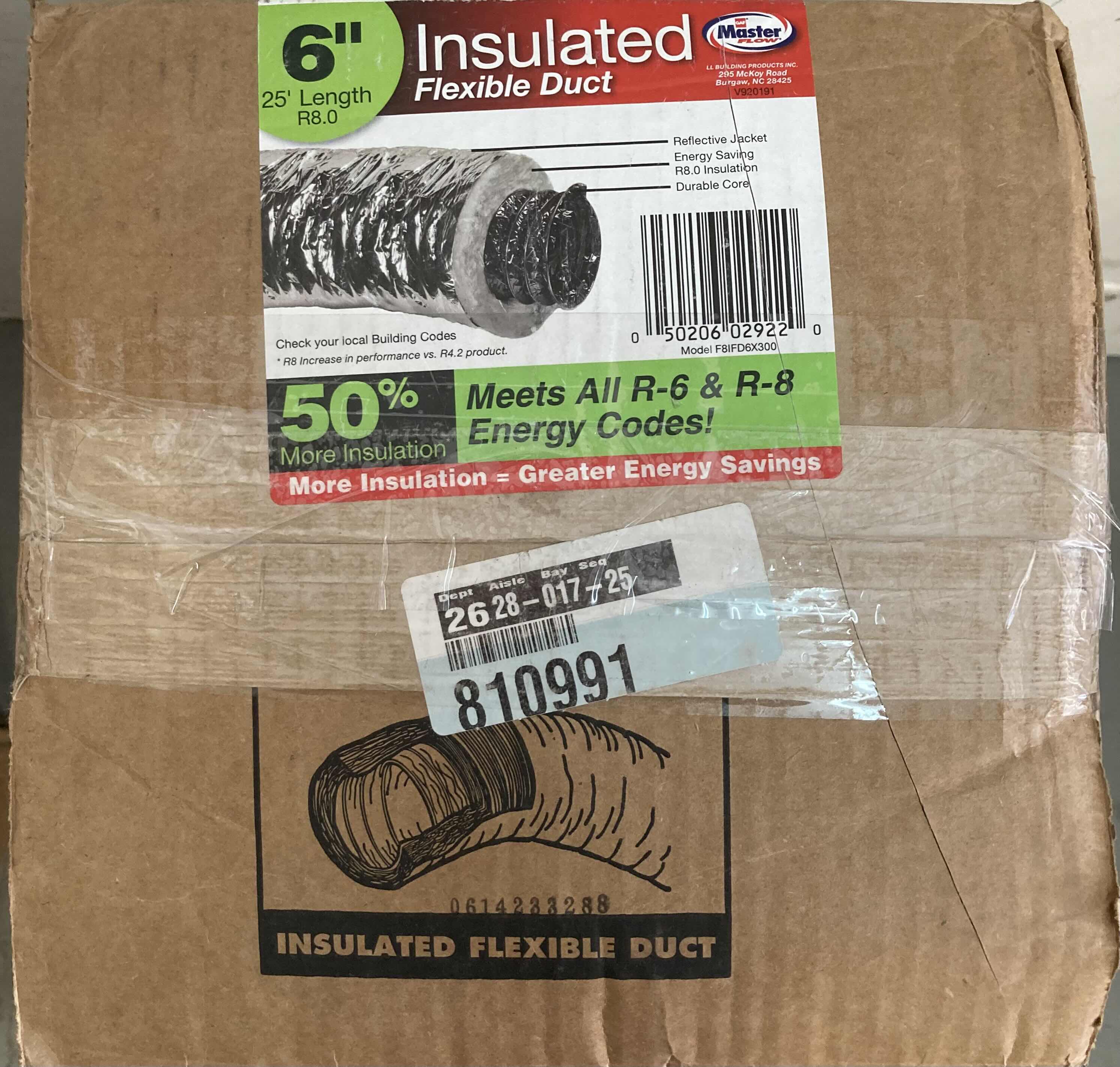 Photo 1 of NEW MASTER FLOW INSULATED FLEXIBLE DUCT 6" X 25’ (2)