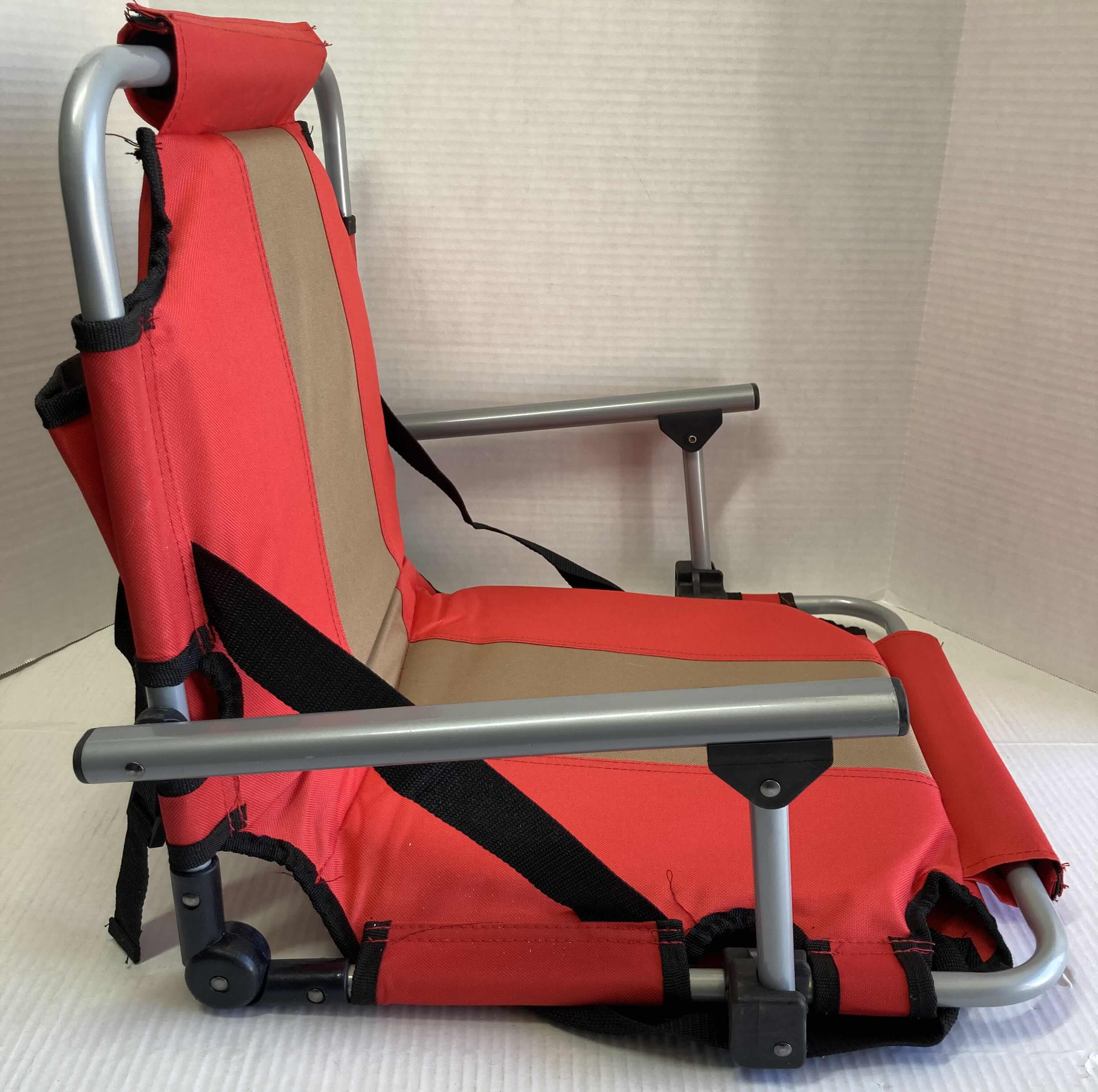 Photo 1 of NEW STANPORT RED/TAN STADIUM CHAIR 21" X 17.5" H17.5"