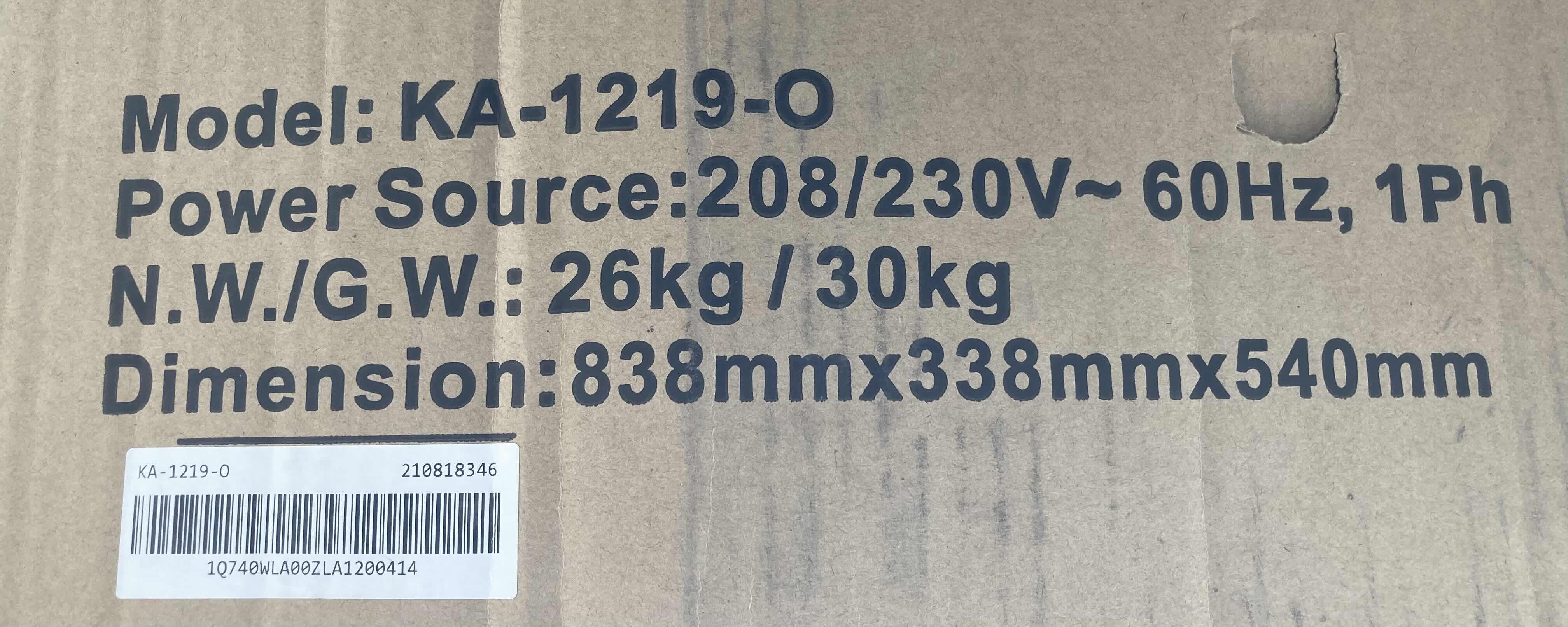 Photo 1 of DUCTLESS AIRE OUTDOOR DC INVERTER MINI SPLIT HEAT PUMP 12000BTU 208/230V 60HZ 1PH WIFI CONNECTION MODEL KA-1219-O (OUTDOOR UNIT ONLY)