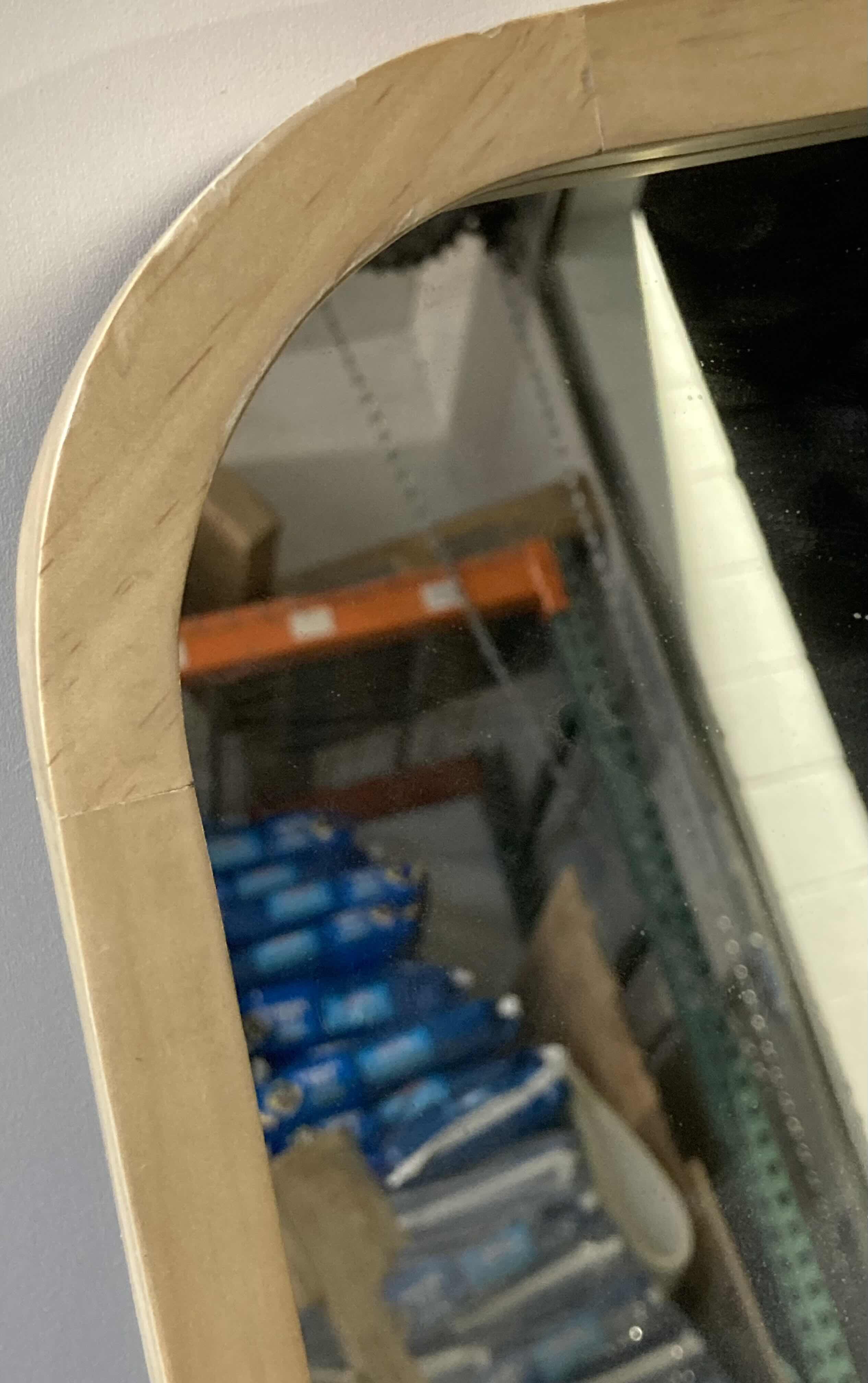 Photo 1 of SAM WEST WALL BEYOND NATURAL WOOD ROUNDED CORNER FRAMED MIRROR 30” X 42”