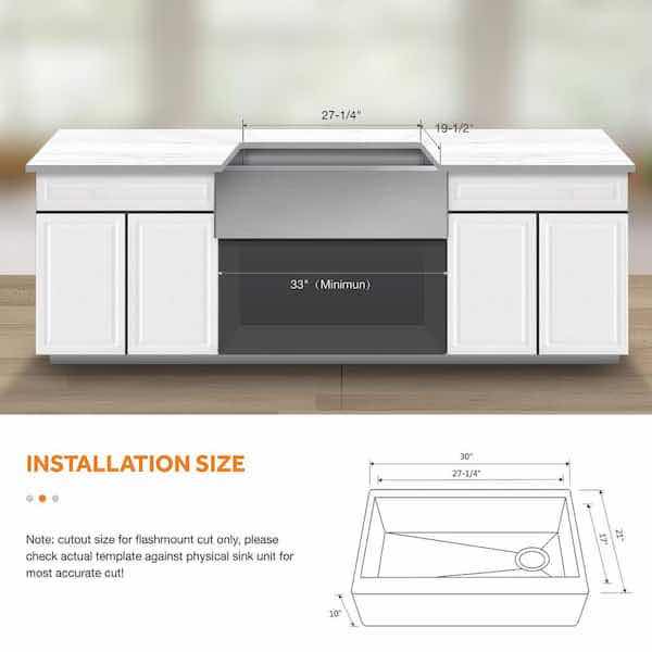 Photo 1 of $264.    NEW GLACIER BAY 30” BRUSHED STAINLESS STEEL APRON MOUNT 16G SINGLE BOWL KITCHEN SINK W ACCESSORIES MODEL 1005980308