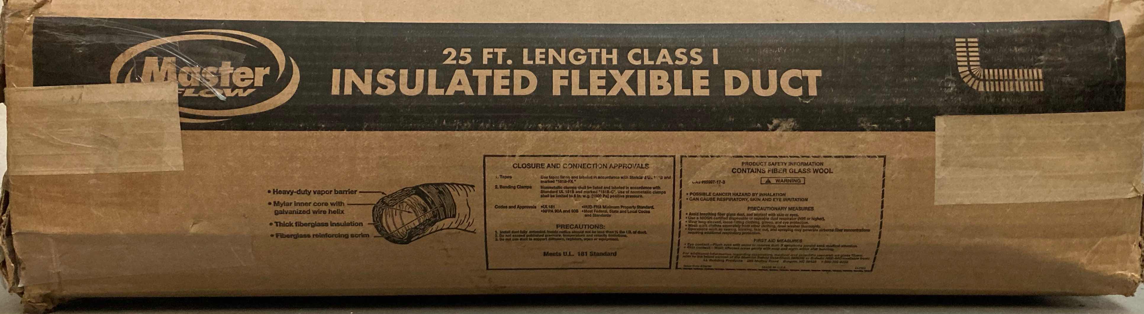 Photo 1 of $64.    NEW MASTER FLOW INSULATED FLEXIBLE DUCT 8" X 25’