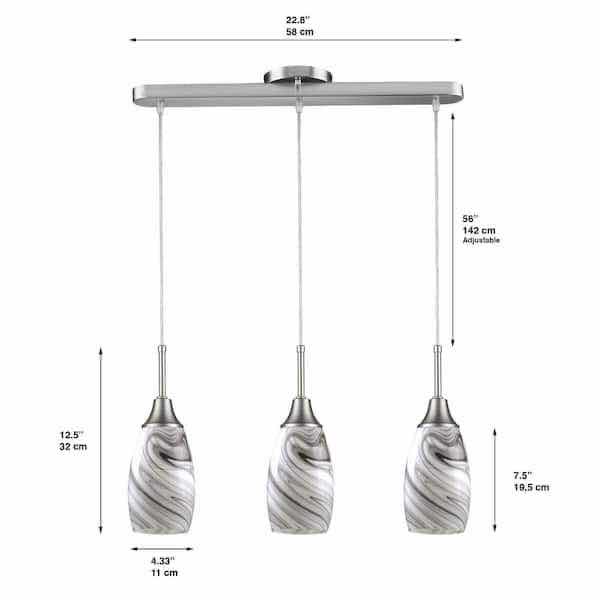 Photo 1 of BELDI PEAK 3 LIGHT BLACK & GREY PENDANT MODEL 1833-P3 22.8” X 68.5”