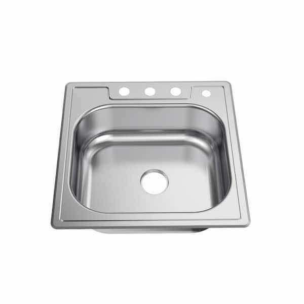 Photo 1 of GLACIER BAY 25” STAINLESS STEEL 20G DROP IN SINGLE BOWL KITCHEN SINK MODEL HDSB252284