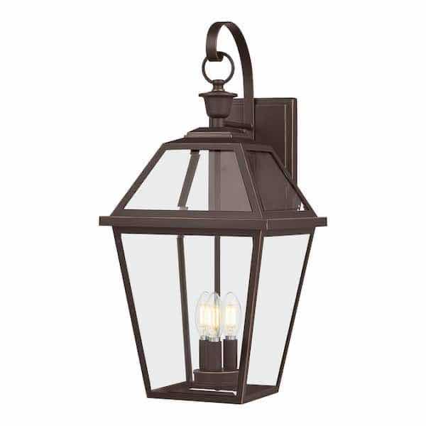 Photo 1 of HOME DECORATORS GLENNEYRE EXTERIOR BRONZE FINISH WALL LANTERN W 3 BULBS 11” X 12.1” H24”