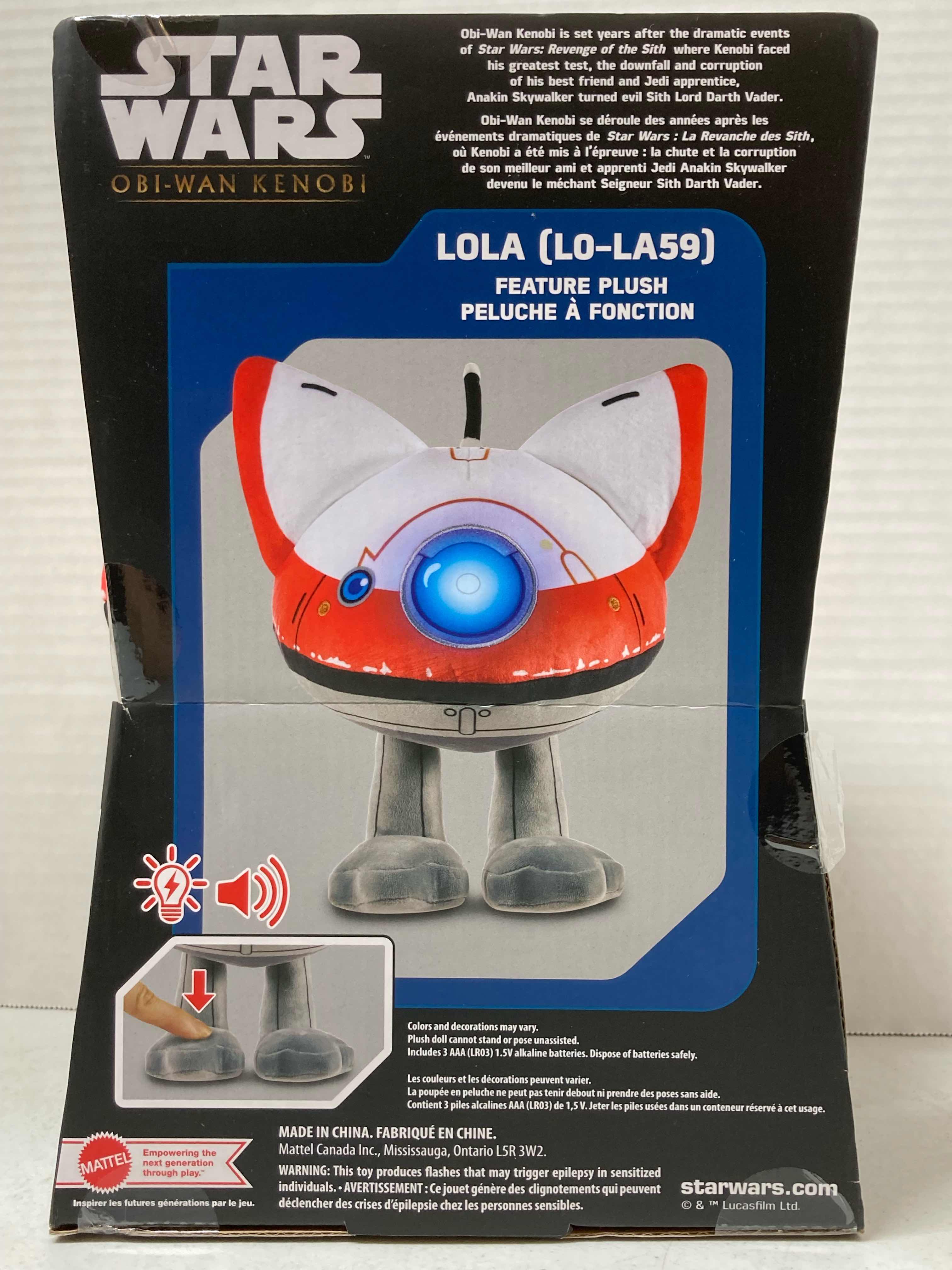 Photo 3 of STAR WARS LIGHT UP OBI-WAN KENOBI LOLA DROID PLUSHY TOY 