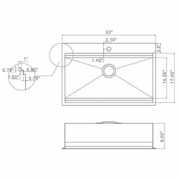 Photo 1 of AKDY 33” STAINLESS STEEL 18G TOP MOUNT SINGEL BOWL KITCHEN SINK ALL IN ONE MODEL KS0365 (READ NOTES)