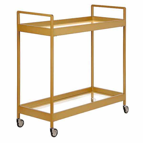 Photo 1 of MEYER&CROSS COOPER BRASS FINISH BAR CART 33” X 14” H35”