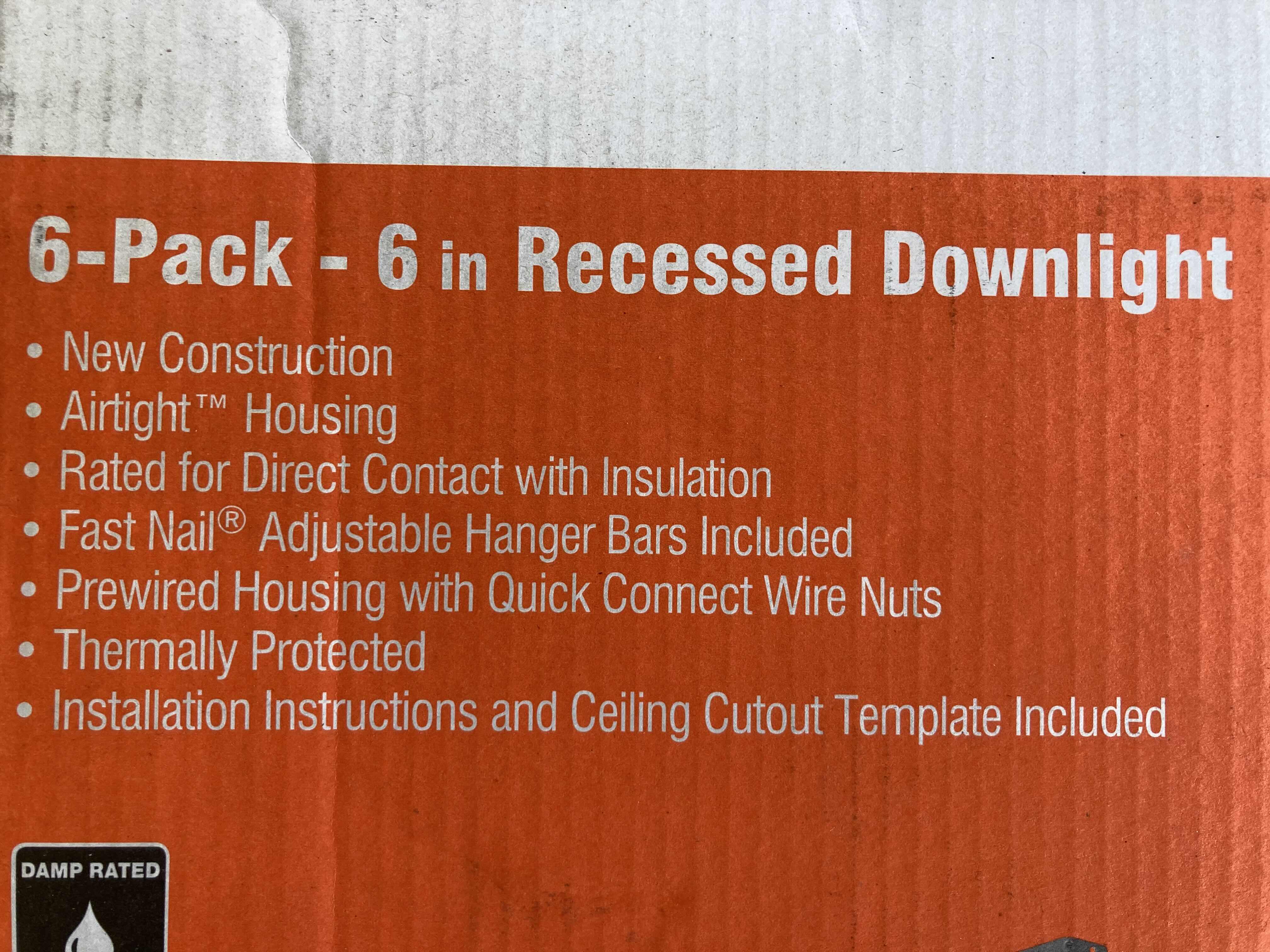 Photo 1 of AIRTIGHT 6" RECESSED DOWNLIGHT 6PACK MODEL 611290