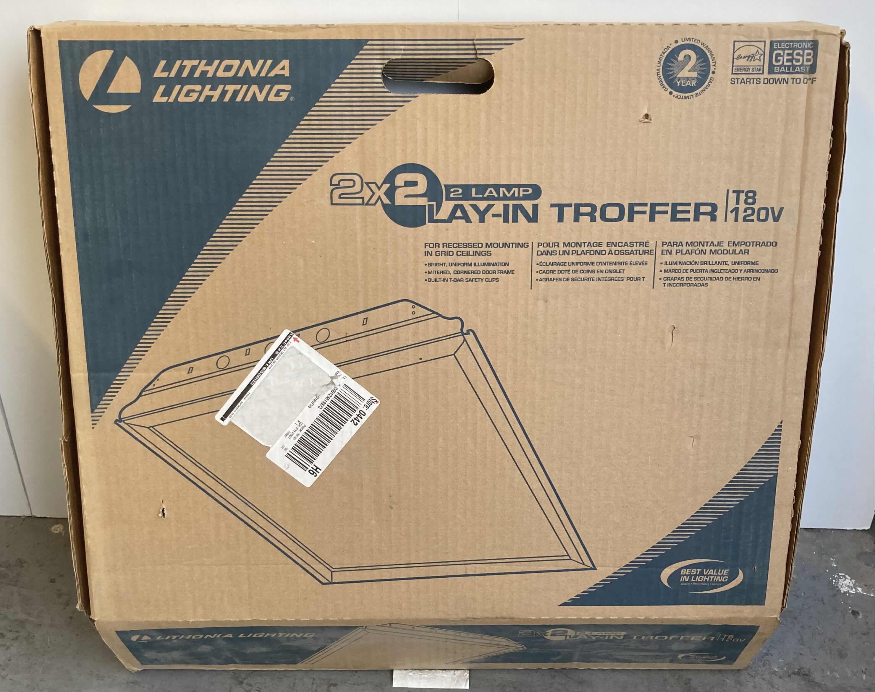 Photo 1 of LITHONIA LIGHTING 2 LAMP LAY IN TROFFER GRID CEILING RECESSED MOUNT LED LIGHT FIXTURE MODEL 2GTL2 A12 120 LP840