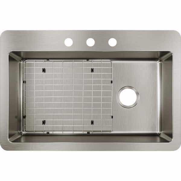 Photo 1 of ELKAY 33” STAINLESS STEEL 18G DUEL MOUNT SINGLE BOWL KITCHEN SINK W ACCESSORY MODEL HDDSB33229TR3