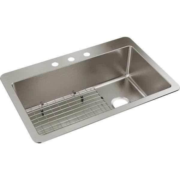 Photo 1 of ELKAY 33” STAINLESS STEEL 18G DUEL MOUNT SINGLE BOWL KITCHEN SINK W ACCESSORY MODEL HDDSB33229TR3