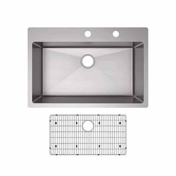 View 1 of ELKAY 33” STAINLESS STEEL 18G DUEL MOUNT SINGLE BOWL KITCHEN SINK W ACCESSORY MODEL ECTSRS33229TBGFR2