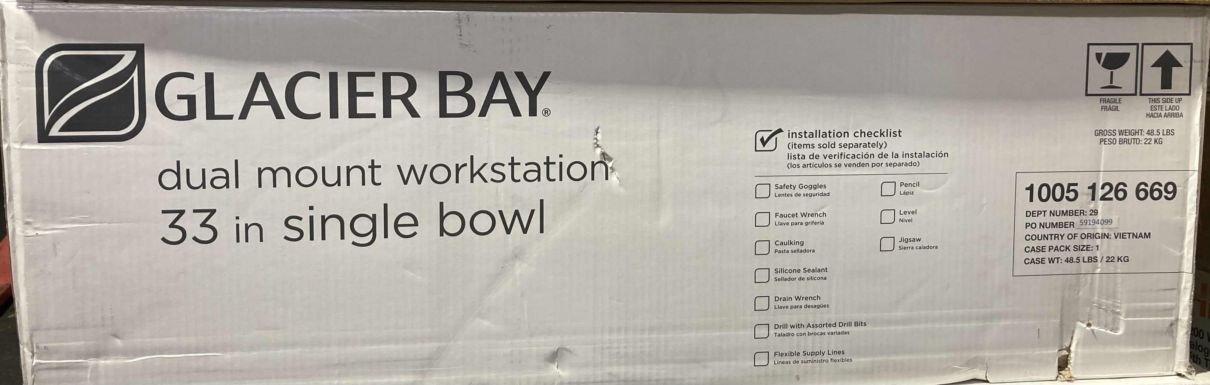Photo 4 of GLACIER BAY 33” STAINLESS STEEL 18G DUEL MOUNT SINGLE BOWL ALL IN ONE WORKSTATION KITCHEN SINK MODEL FSD2R3322B1