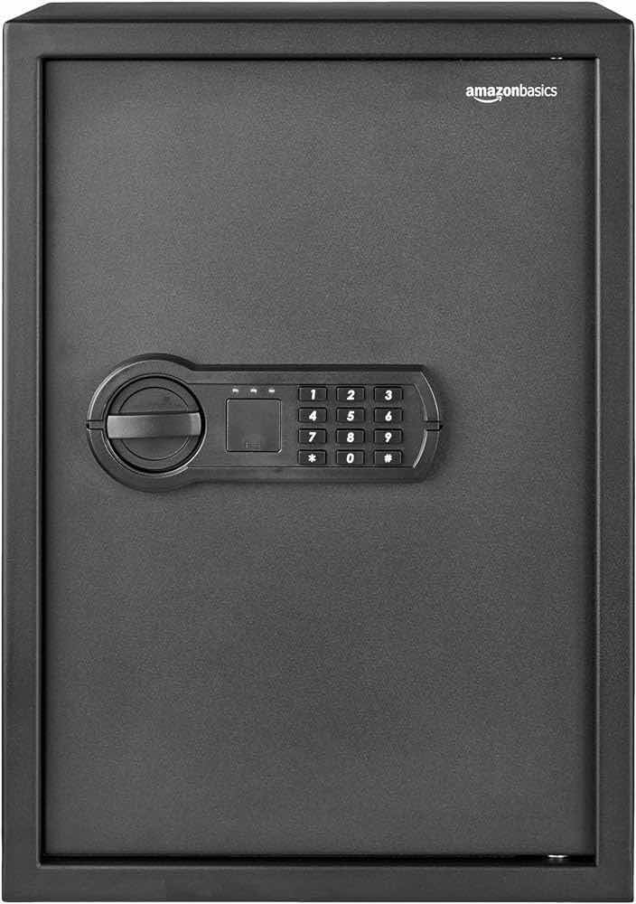 Photo 1 of AMAZON BASICS STEEL HOME SECURITY ELECTRONIC SAFE W PROGRAMMABLE KEYPAD LOCK 13.8” X 13” H19.7”